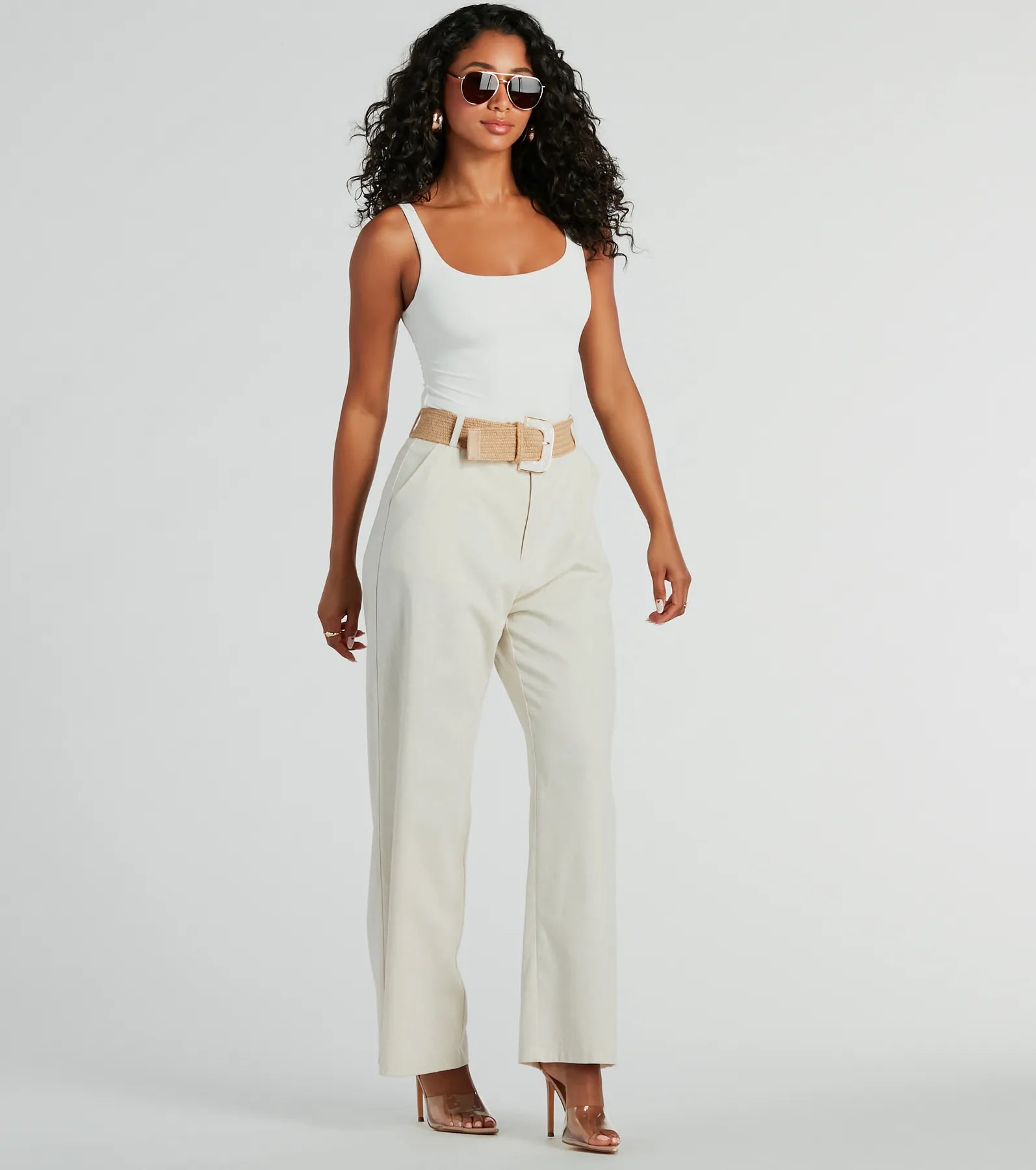 Getaway Chic Marble Buckle Raffia Belt