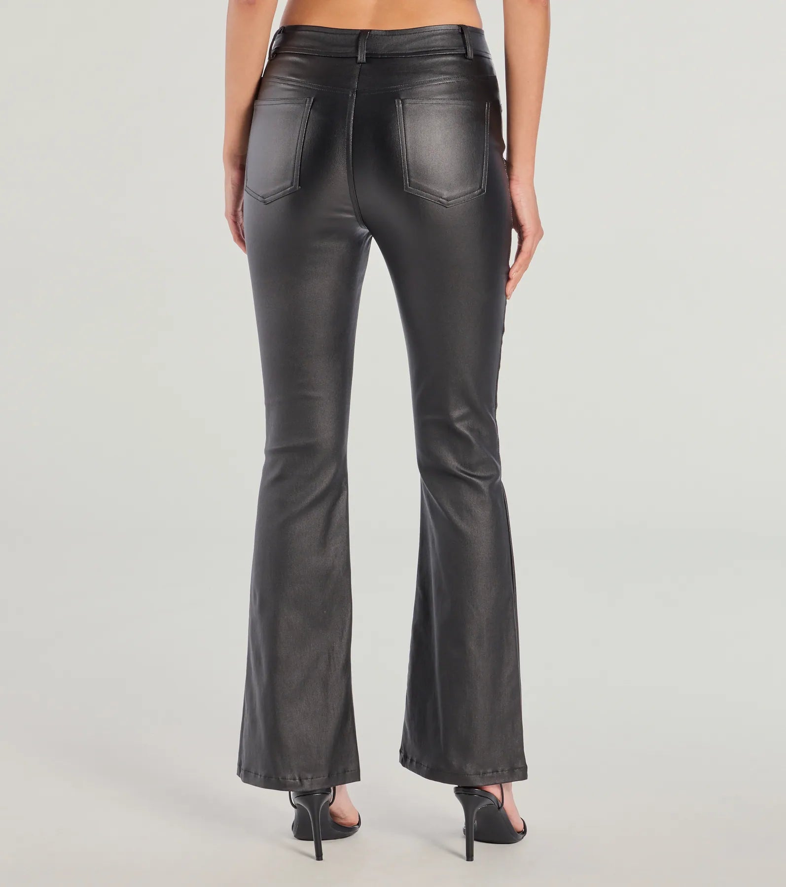 Ready For Sleek Lace-Up Flare Faux Leather Pants