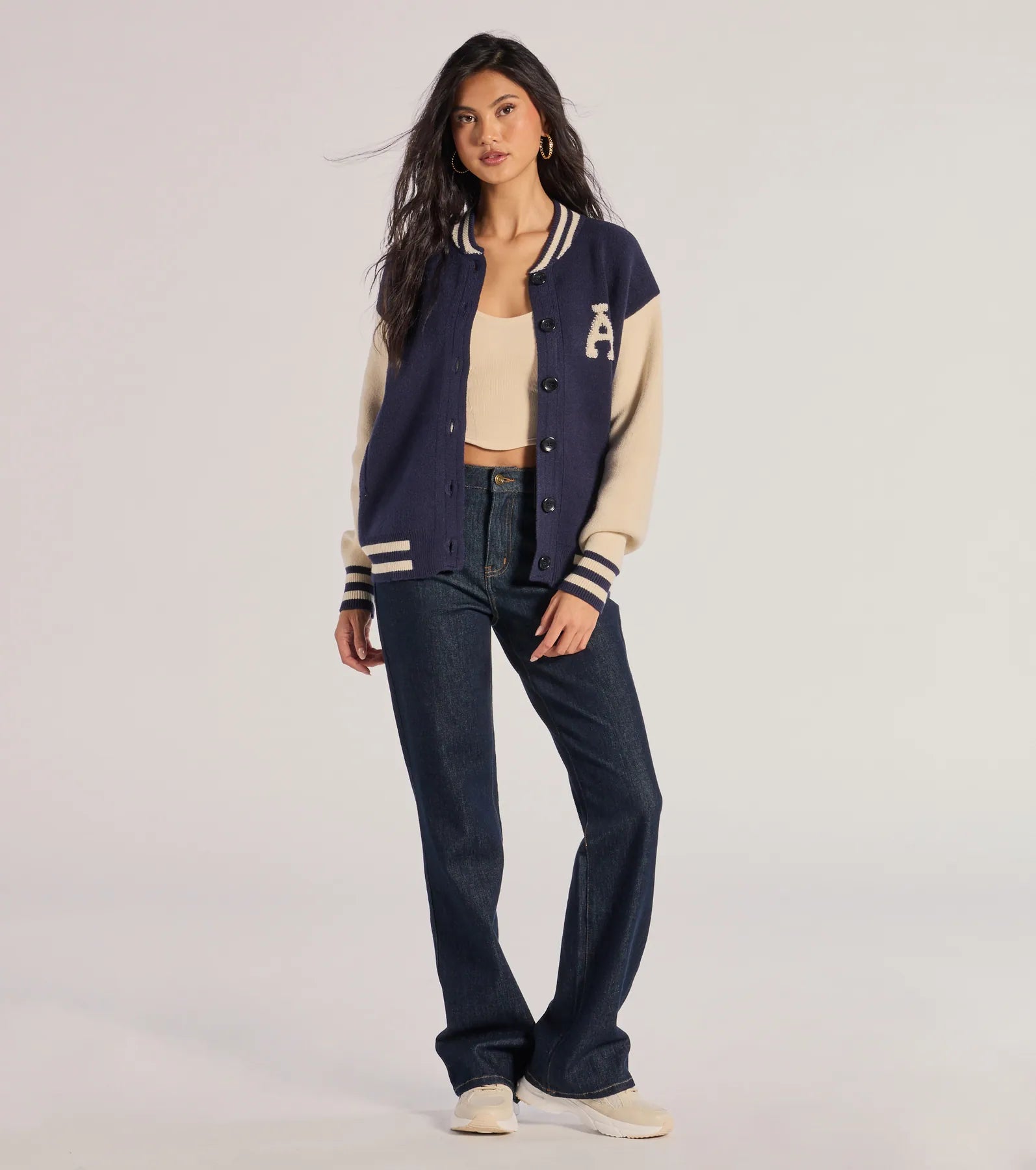 Varsity Chic Button-Down Sweater Jacket