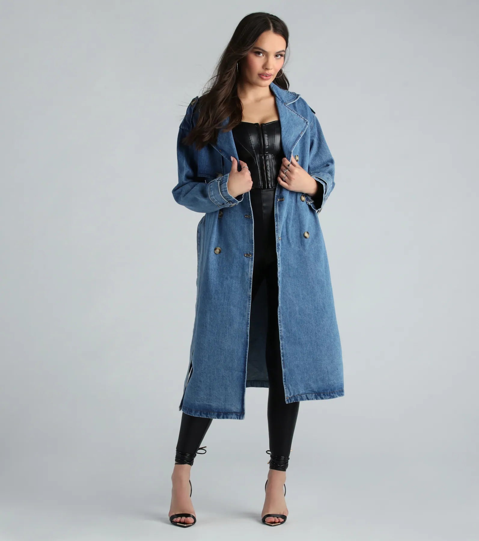 Casual Chic Slay Denim Trench Coat