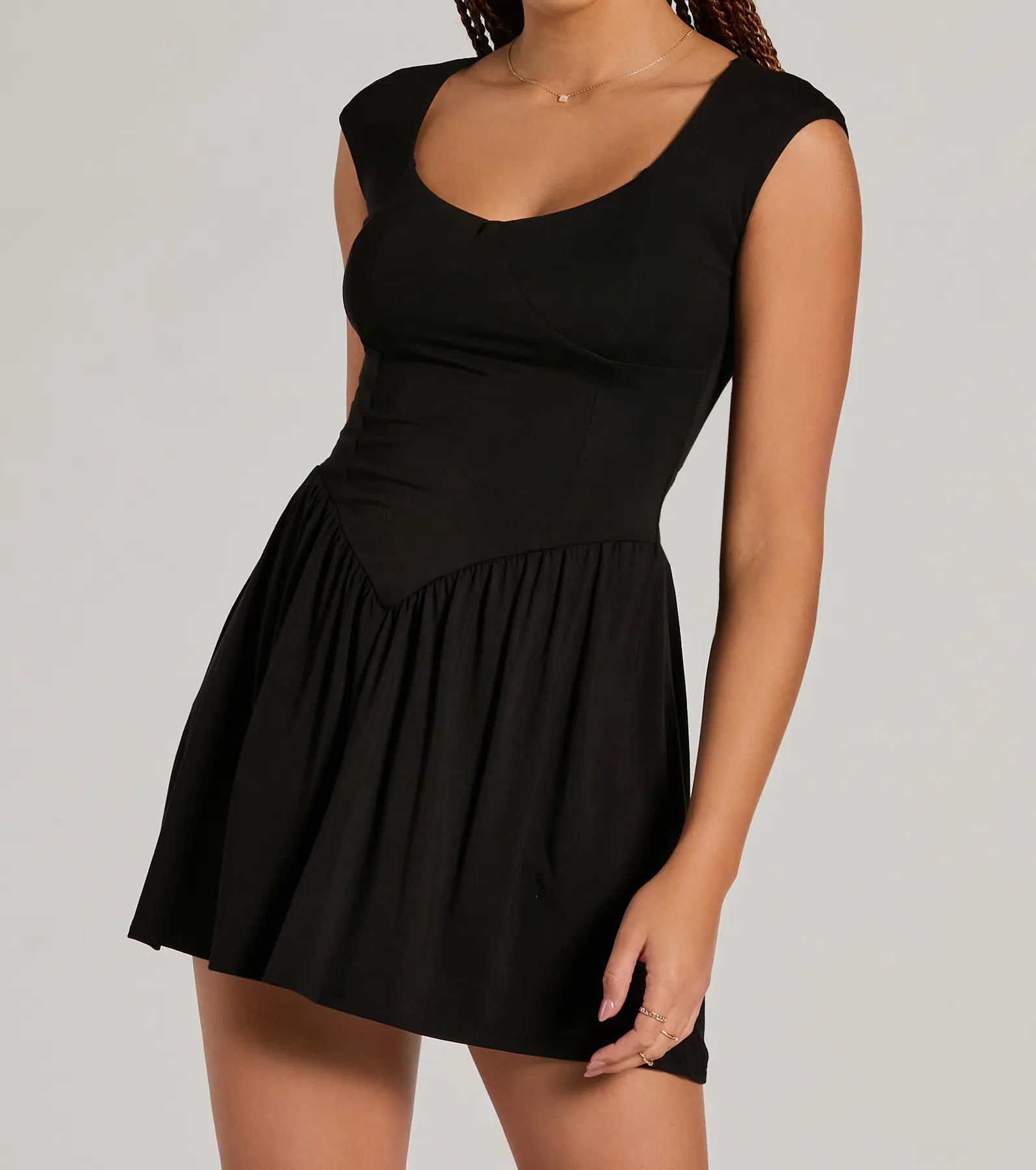 Flattering Look A-Line Ruffled Mini Dress