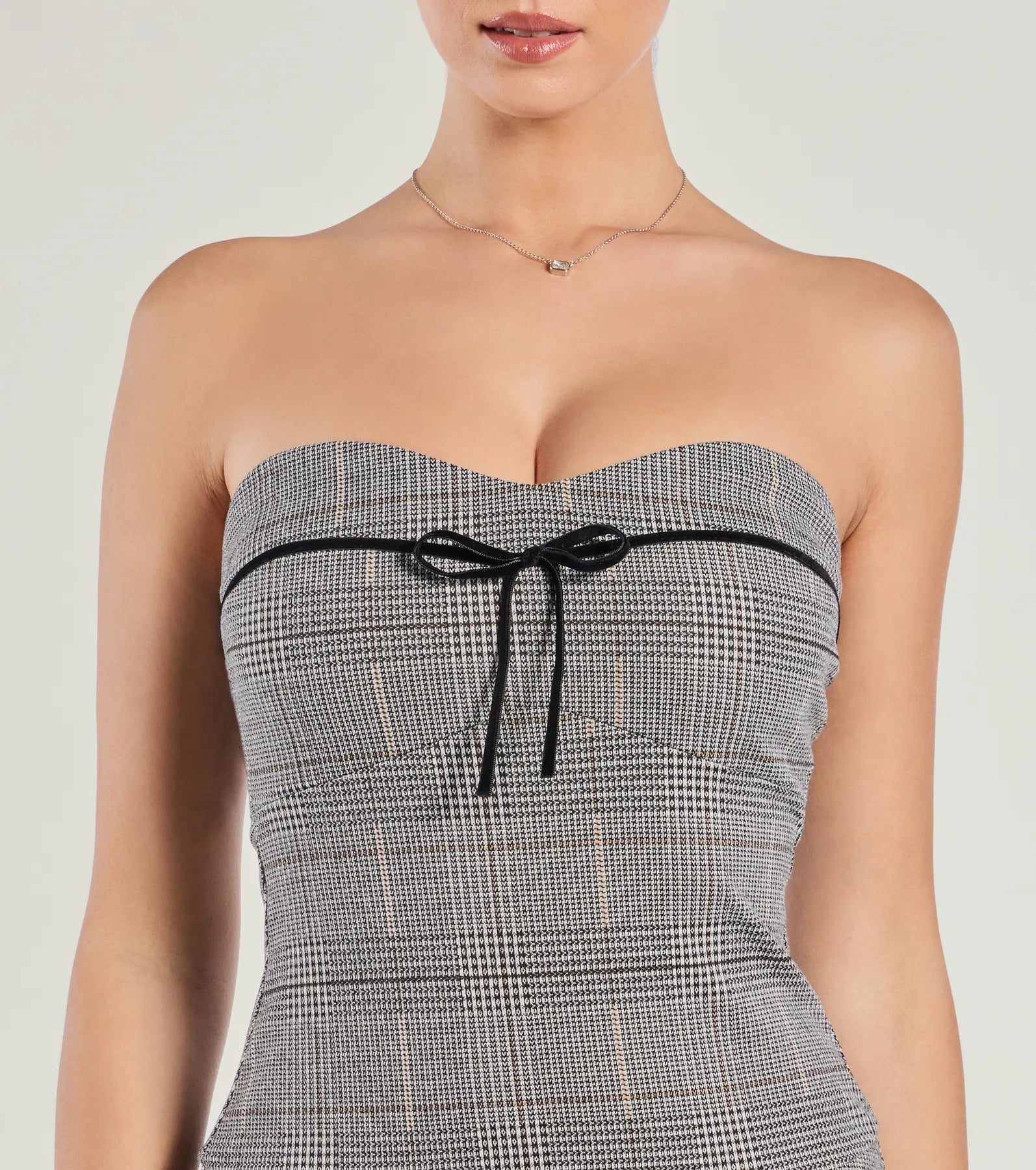 Adorable Factor Plaid Strapless Drop Waist Romper