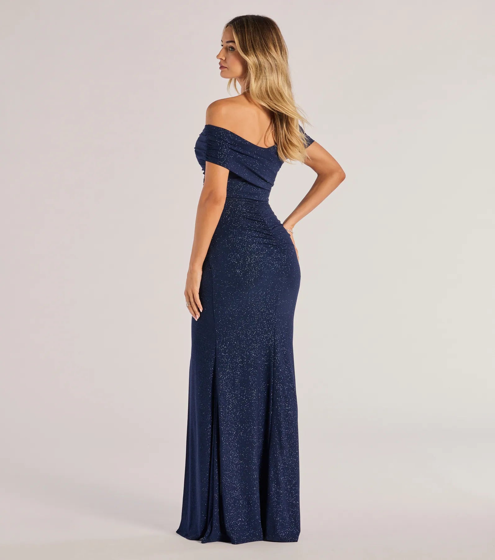 Giada Glitter Knit Off-the-Shoulder Mermaid Dress