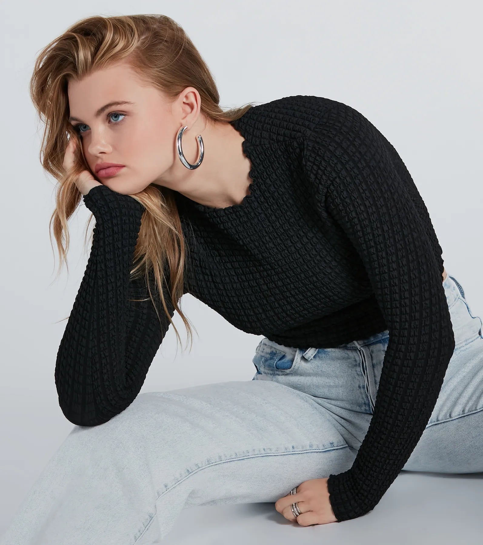 Major Essential Textured Knit Crop Top