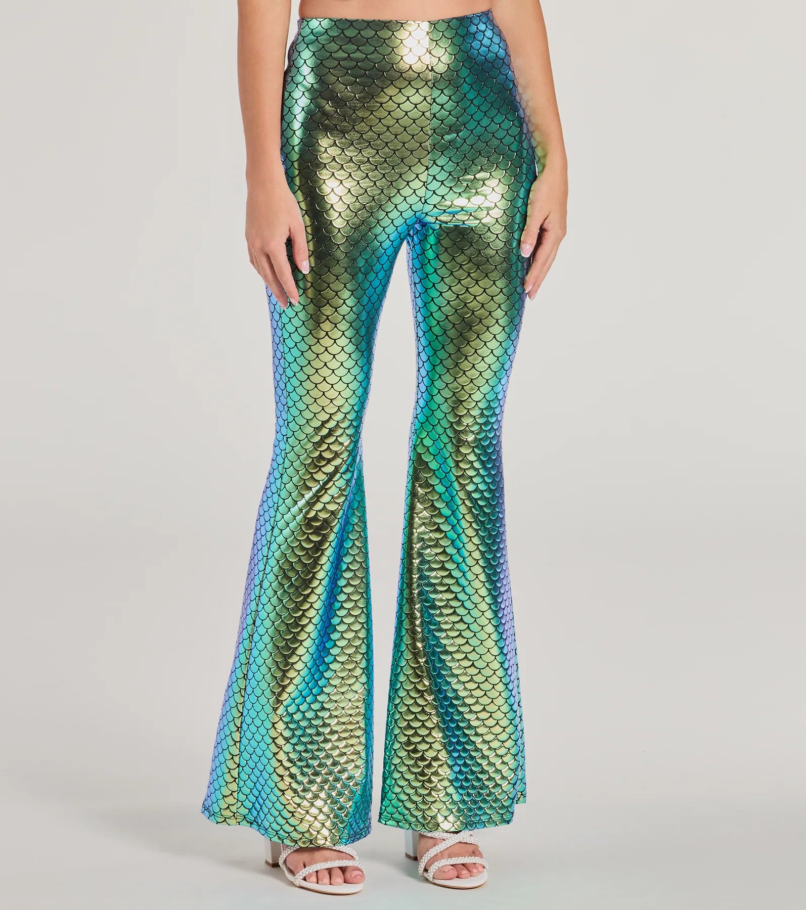 Mystical Mermaid Foiled Flare Pants