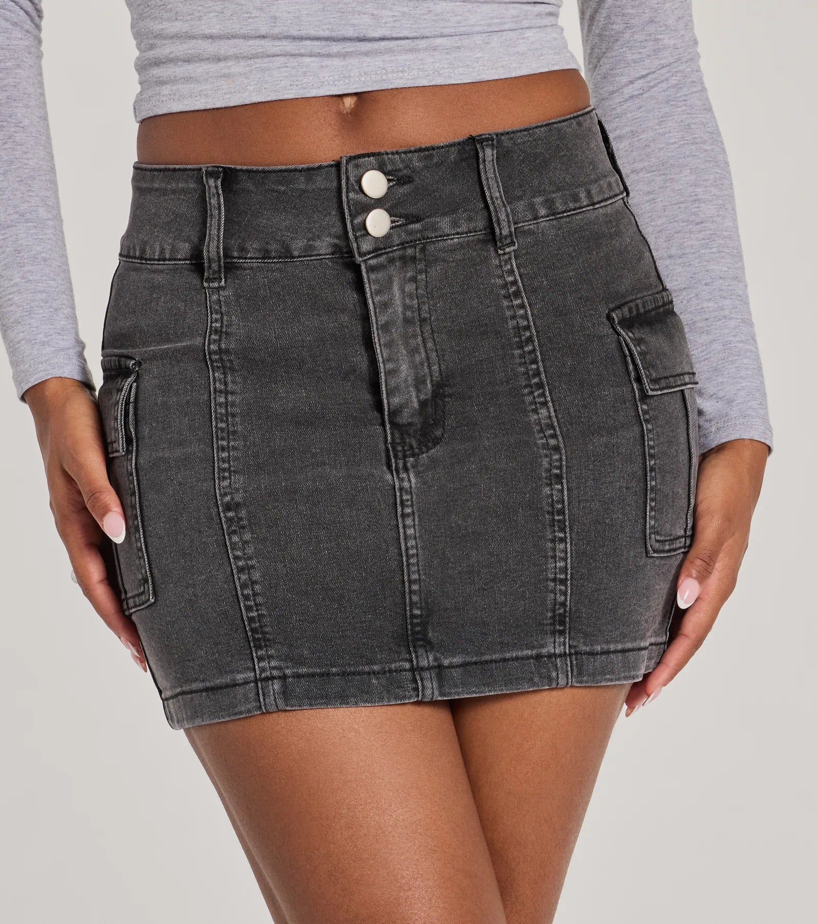 Casual Cool Girl Cargo Denim Mini Skirt