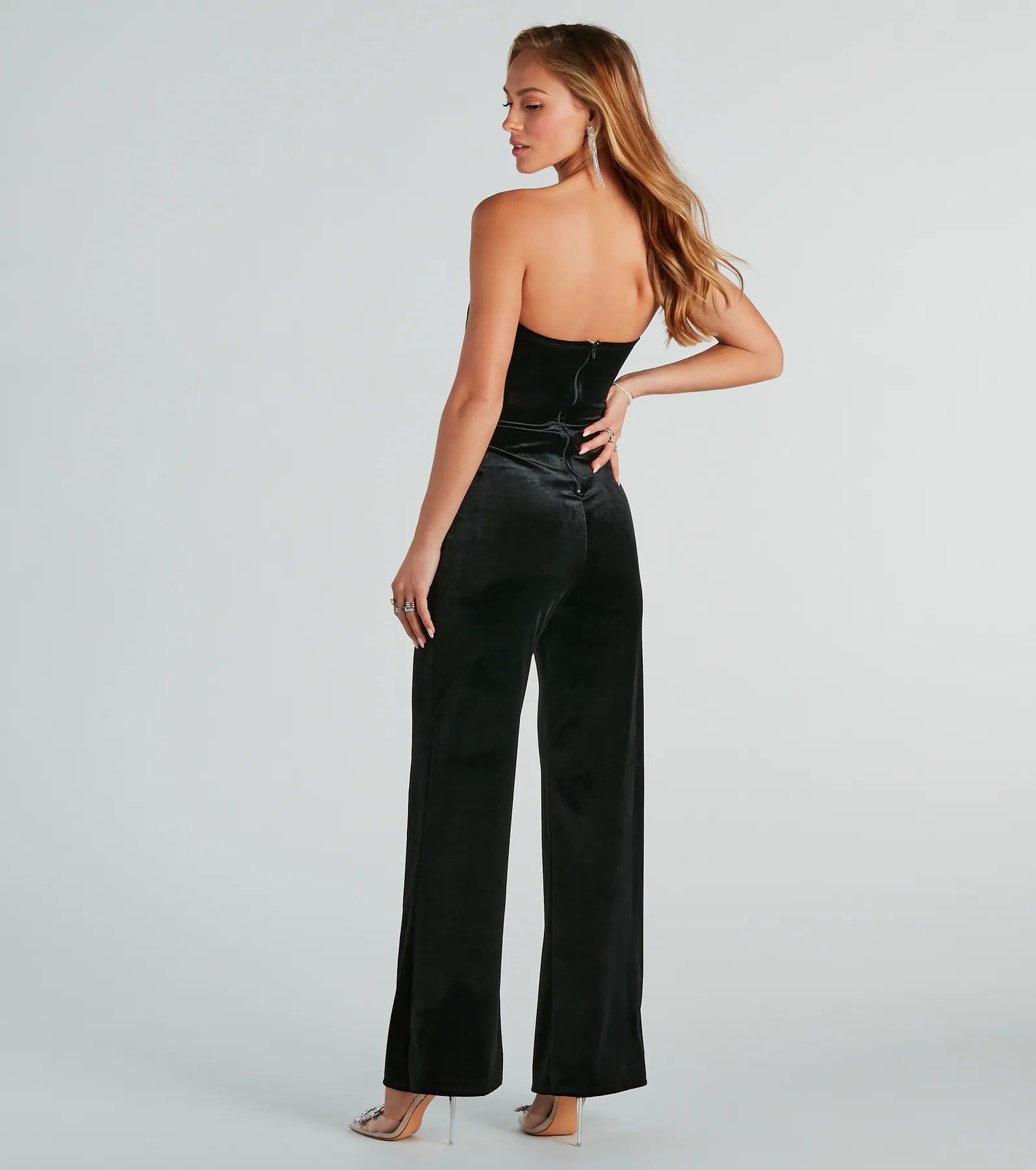 She's Luxe Velvet Corset Jumpsuit