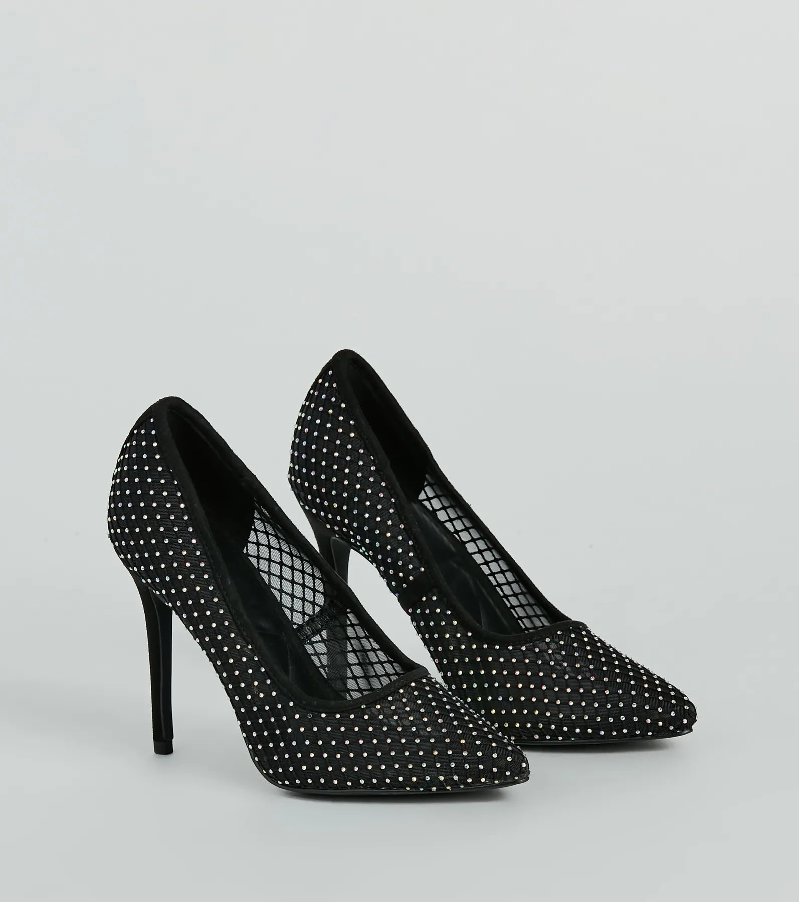 What A Catch Rhinestone Fishnet Stiletto Pumps