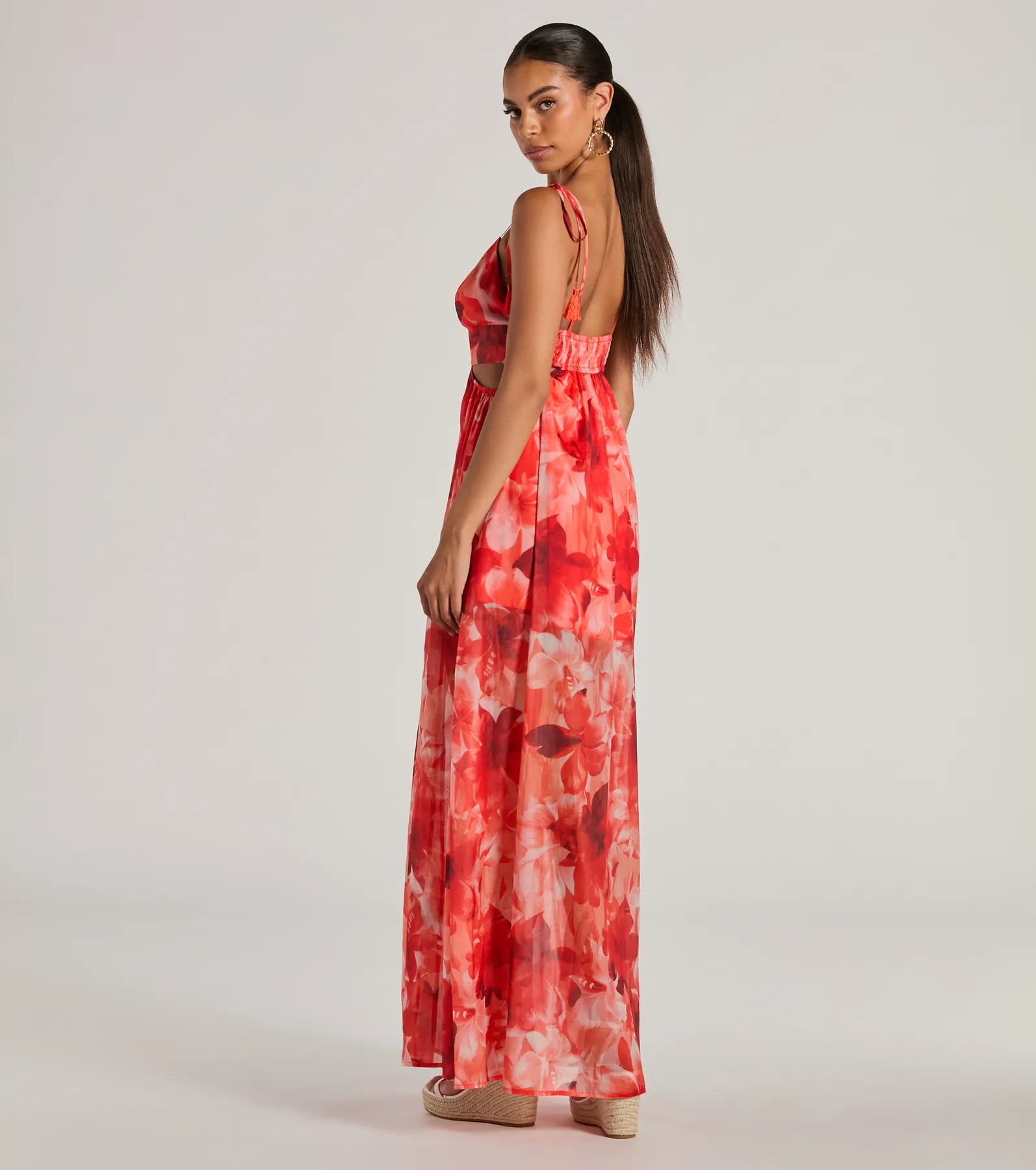 Vacay Attitude V-Neck Floral Tropical Maxi Dress