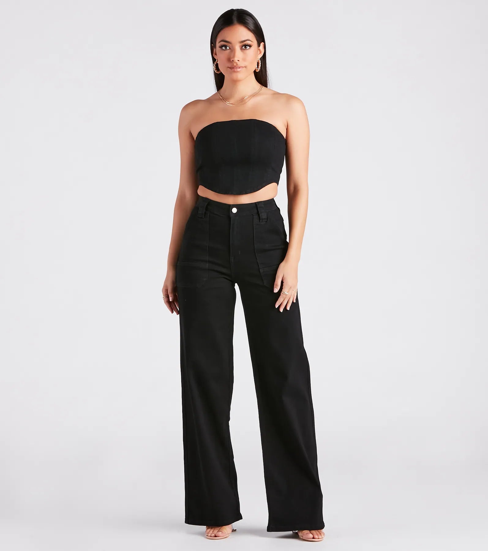 It's A Mood Wide Leg Twill Denim Pants