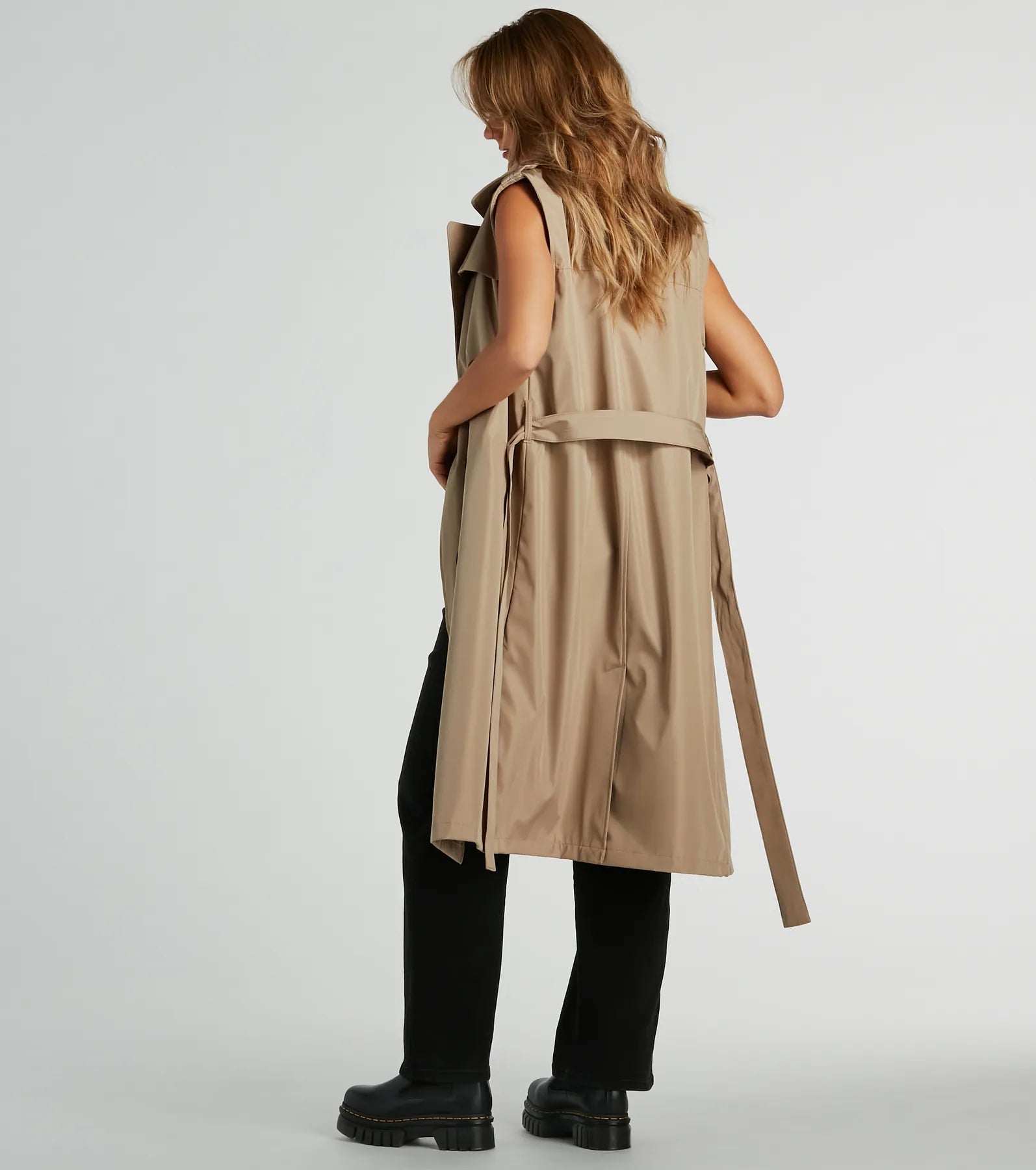 City-Chic Nylon Belted Trench Vest