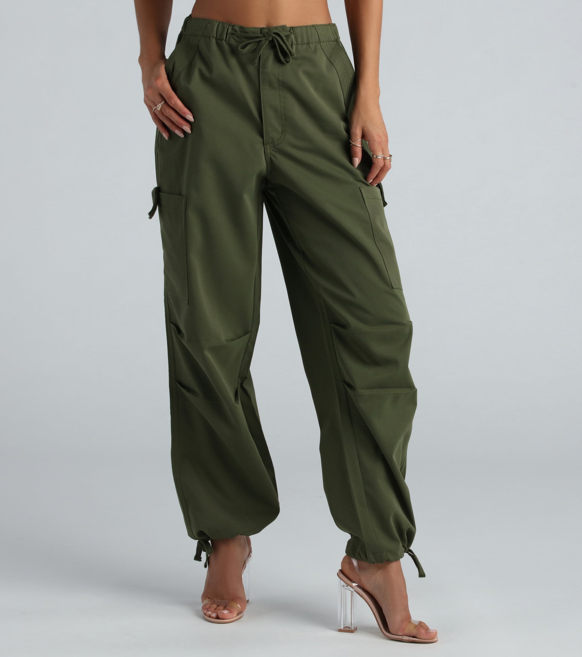 Movin' On Up High-Rise Parachute Cargo Pants