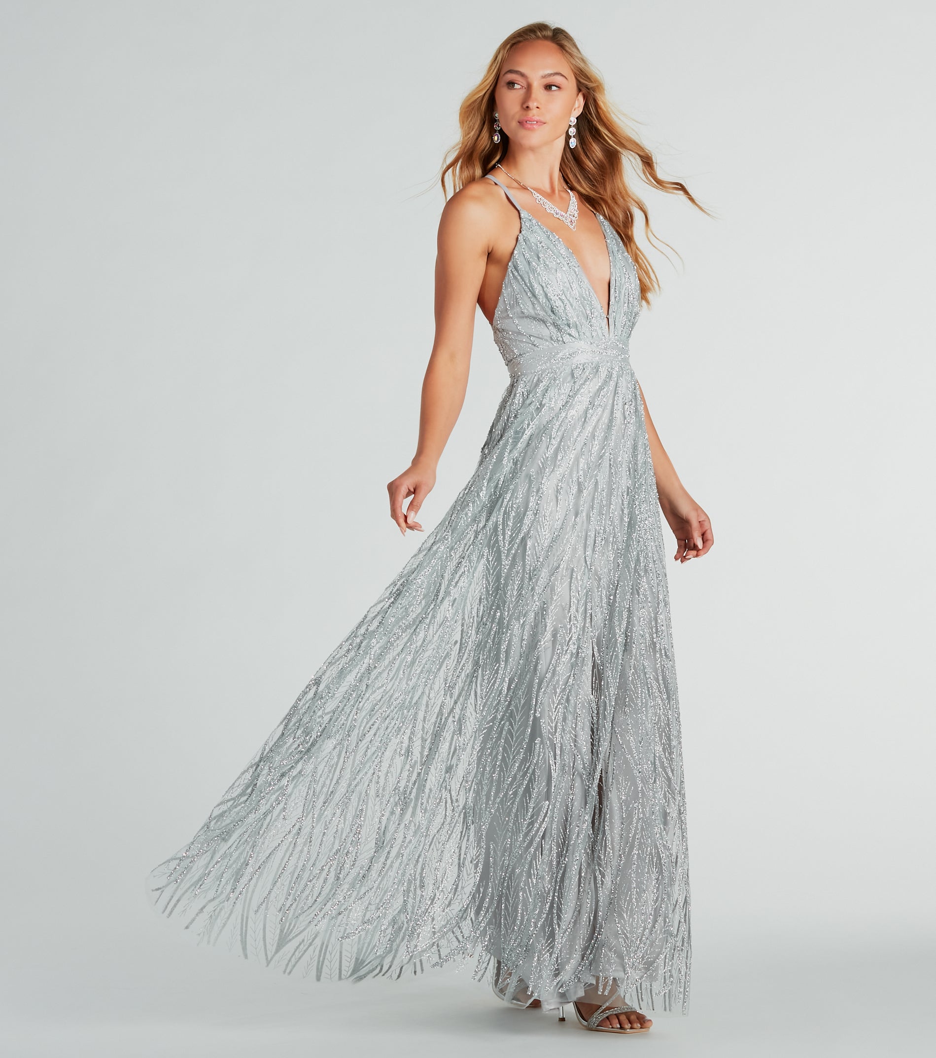 Azel Formal Glitter Tulle A-Line Long Dress