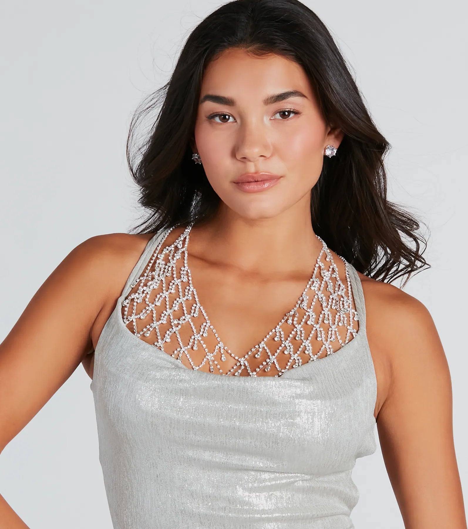 Luxe Statement Rhinestone Halter Body Necklace