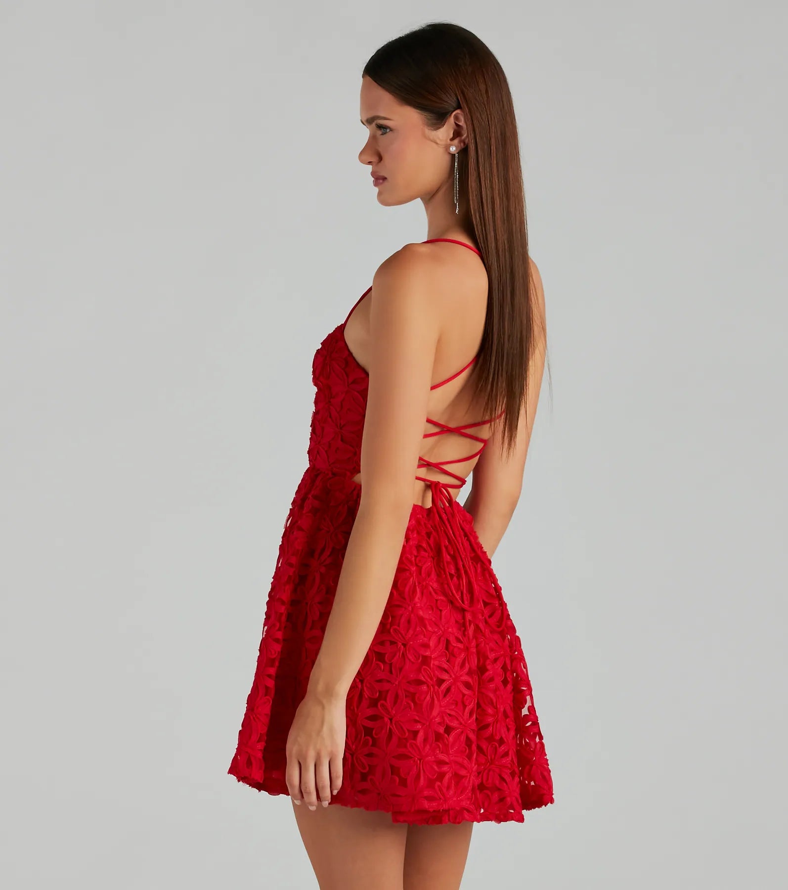 Kiana Flower Lace-Up A-Line Party Dress