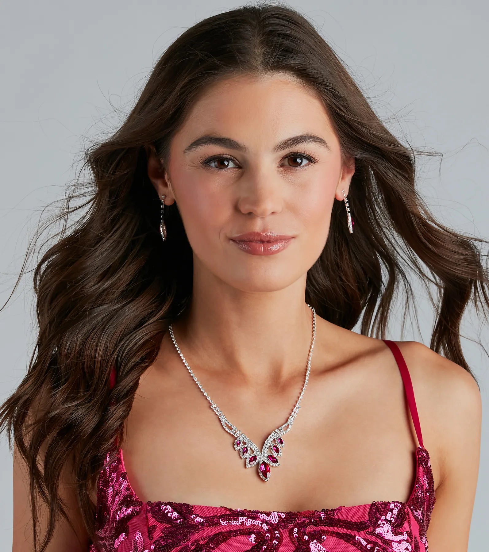 Dripping In Glamour Gemstone Necklace And Earrings Set