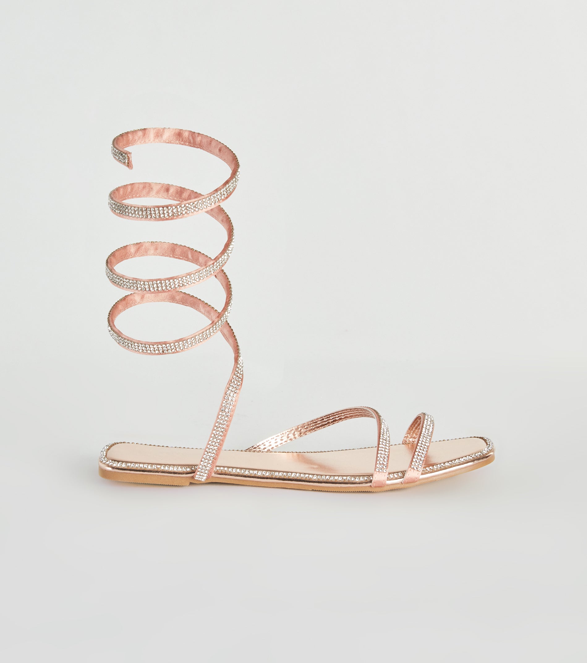 For A Spin Rhinestone Spiral Flat Sandals