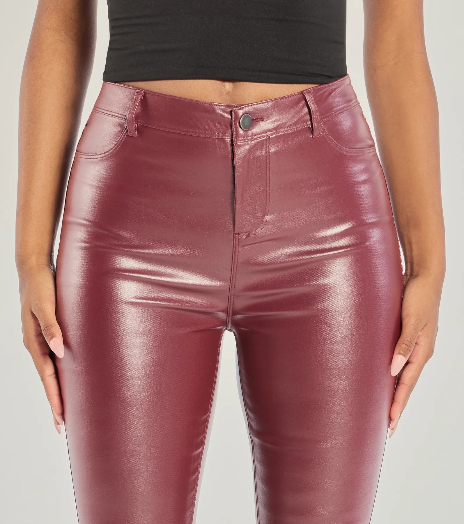 Glossy Glam Coated Faux Leather Skinny Pants