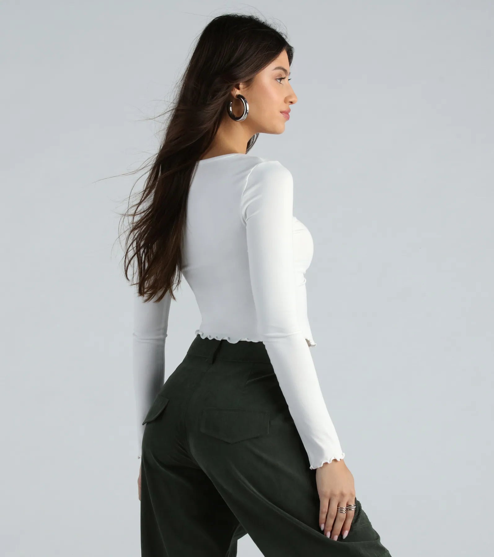 Extra Sass Long Sleeve Slit Crop Top