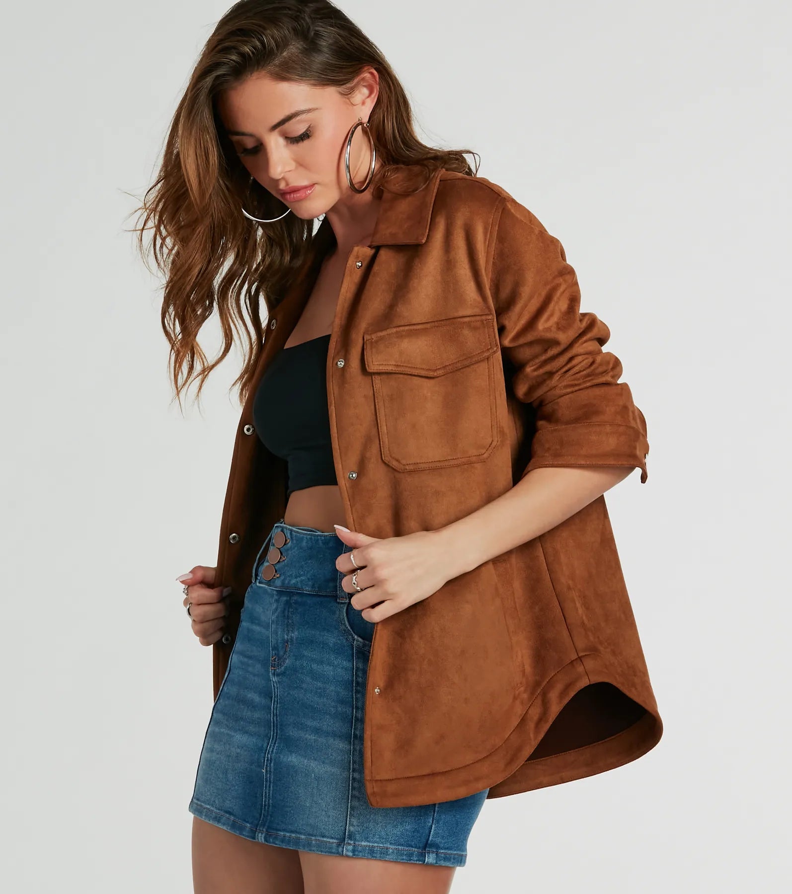 Easy Going Cutie Oversized Faux Suede Shacket