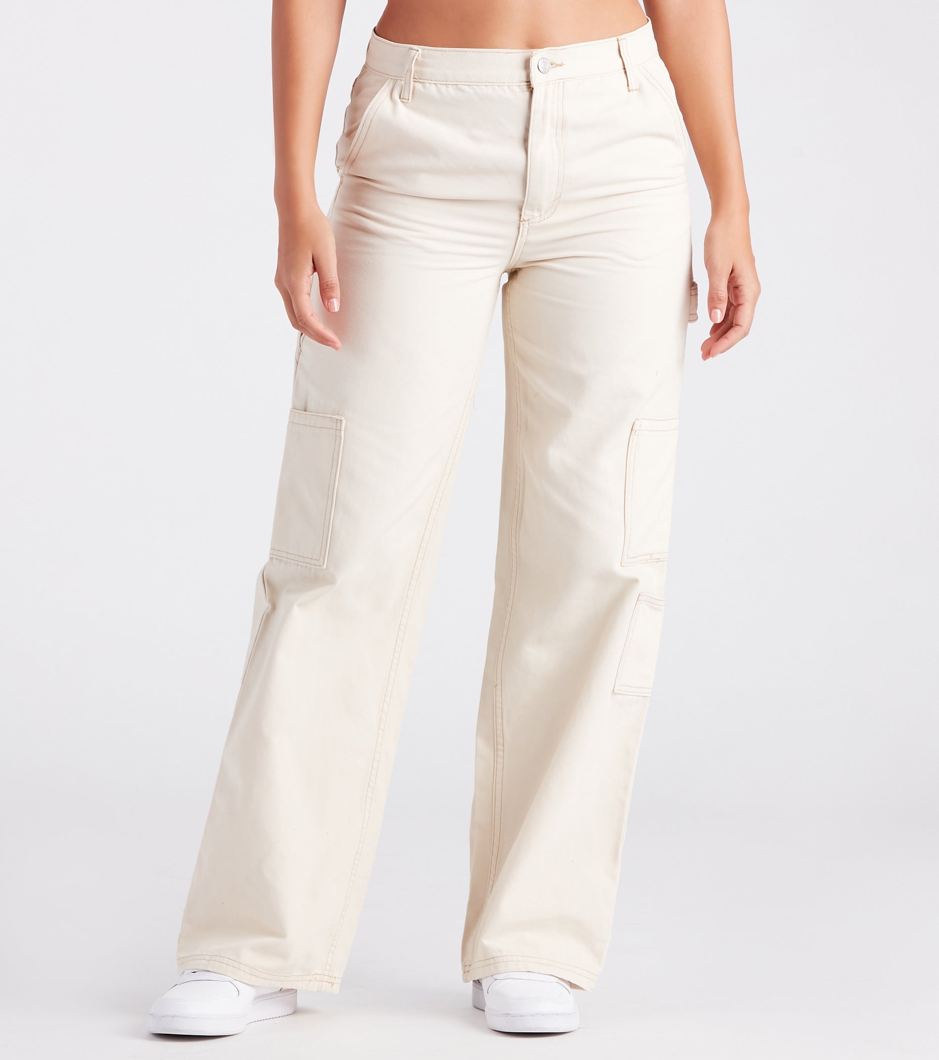 On Repeat Contrast Stitch Wide-Leg Pants