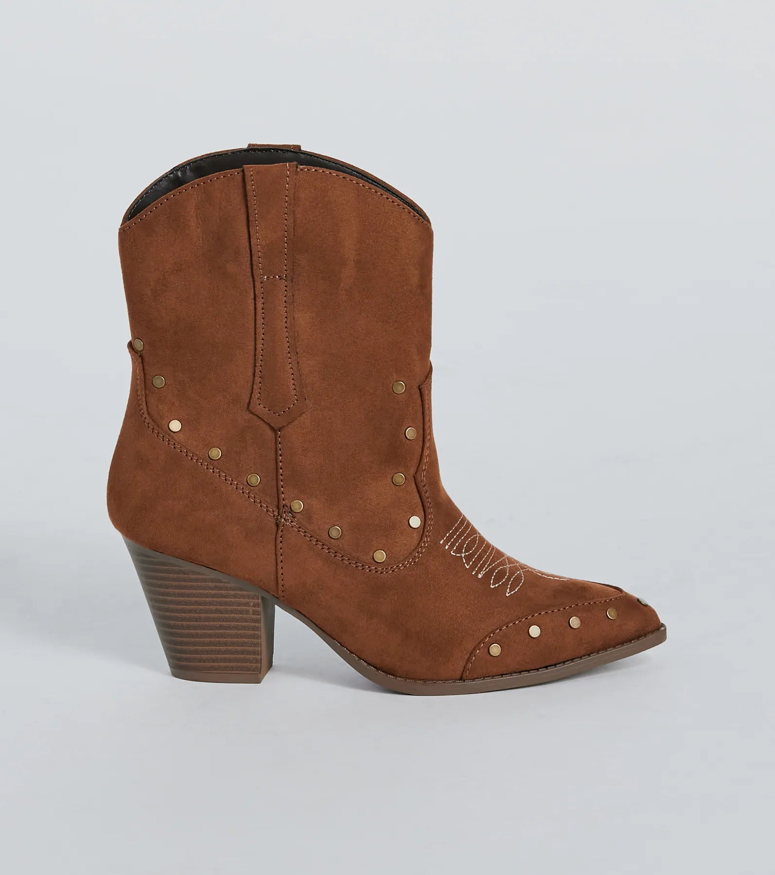 Country Style Studded Faux Suede Western Booties