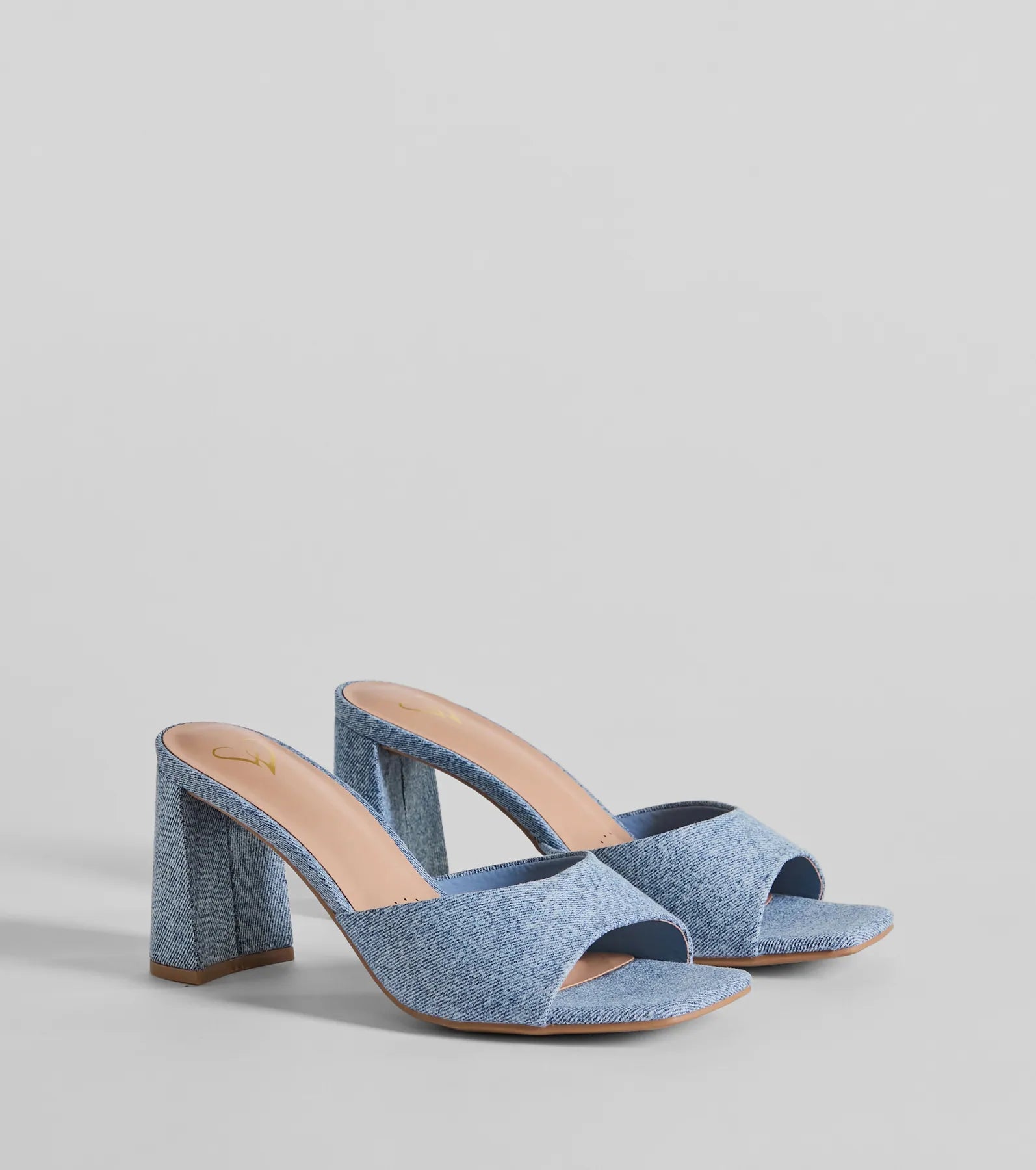 Denim Diva Square Toe Block Heels