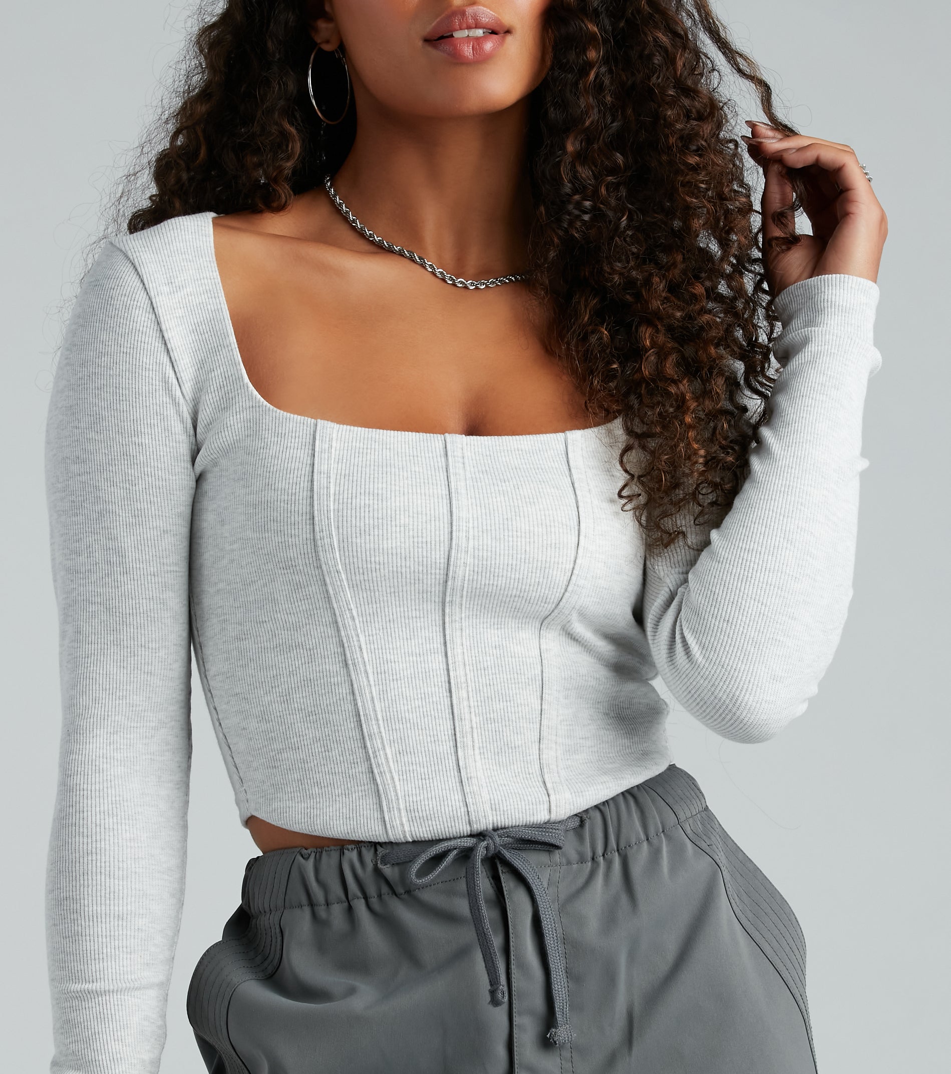 Keep It Tight Rib Knit Corset Crop Top