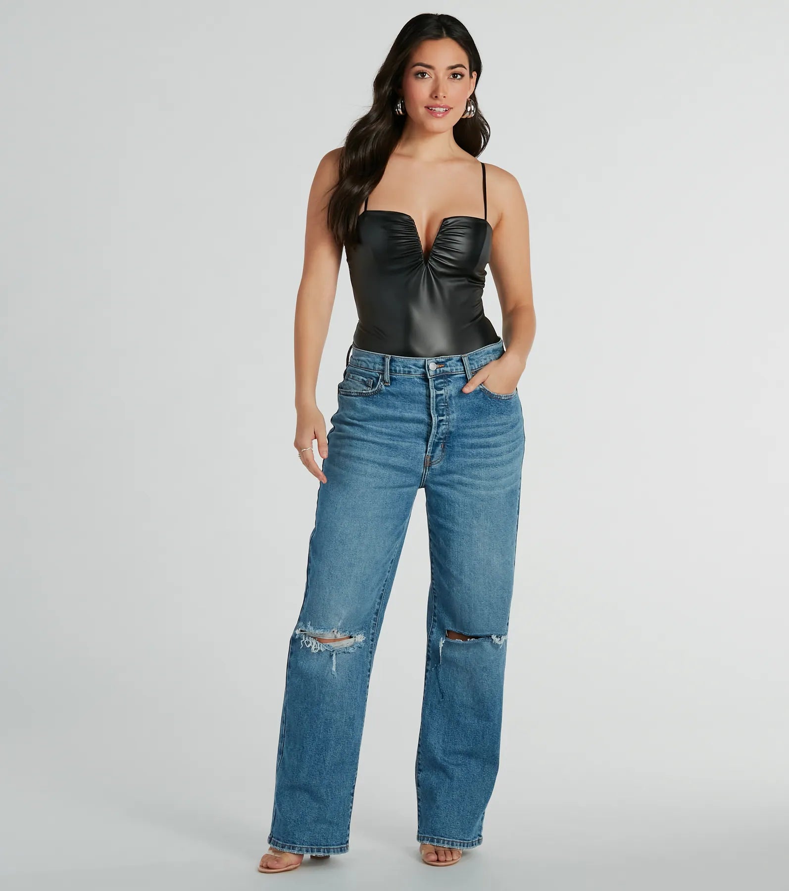 Cool Girl Certified Faux Leather Bodysuit