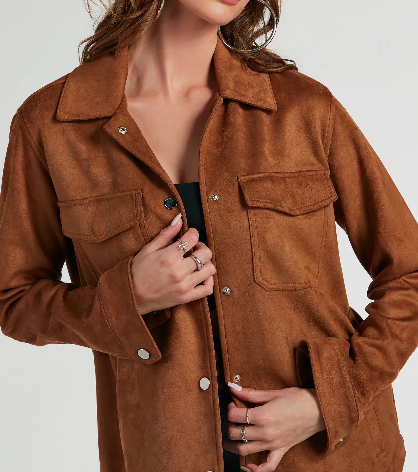 Easy Going Cutie Oversized Faux Suede Shacket