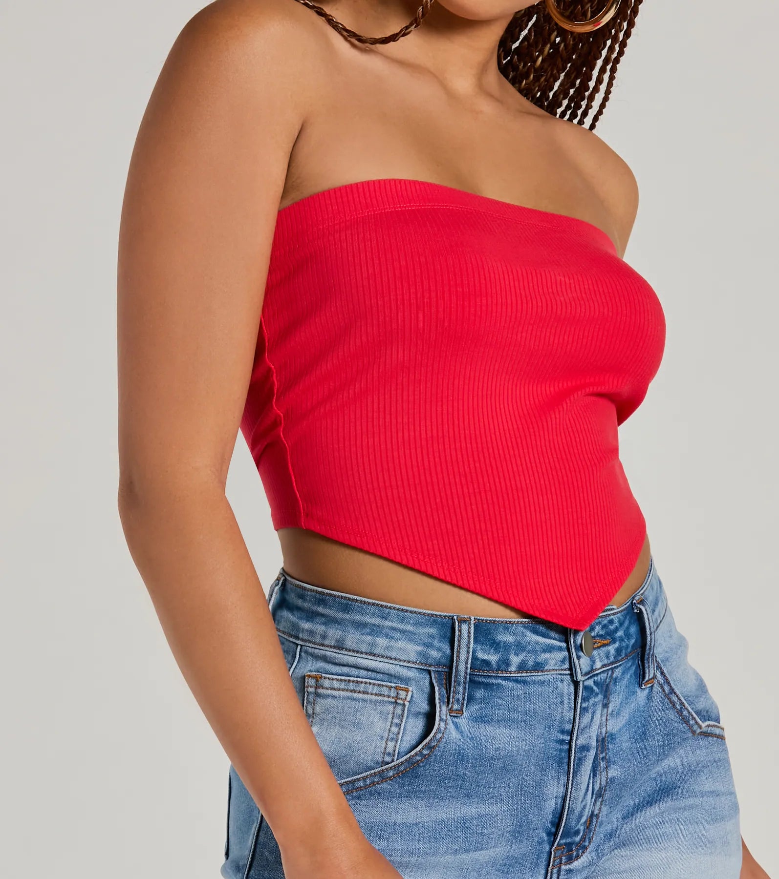 Flirty Focus Strapless Rib Knit Tube Crop Top