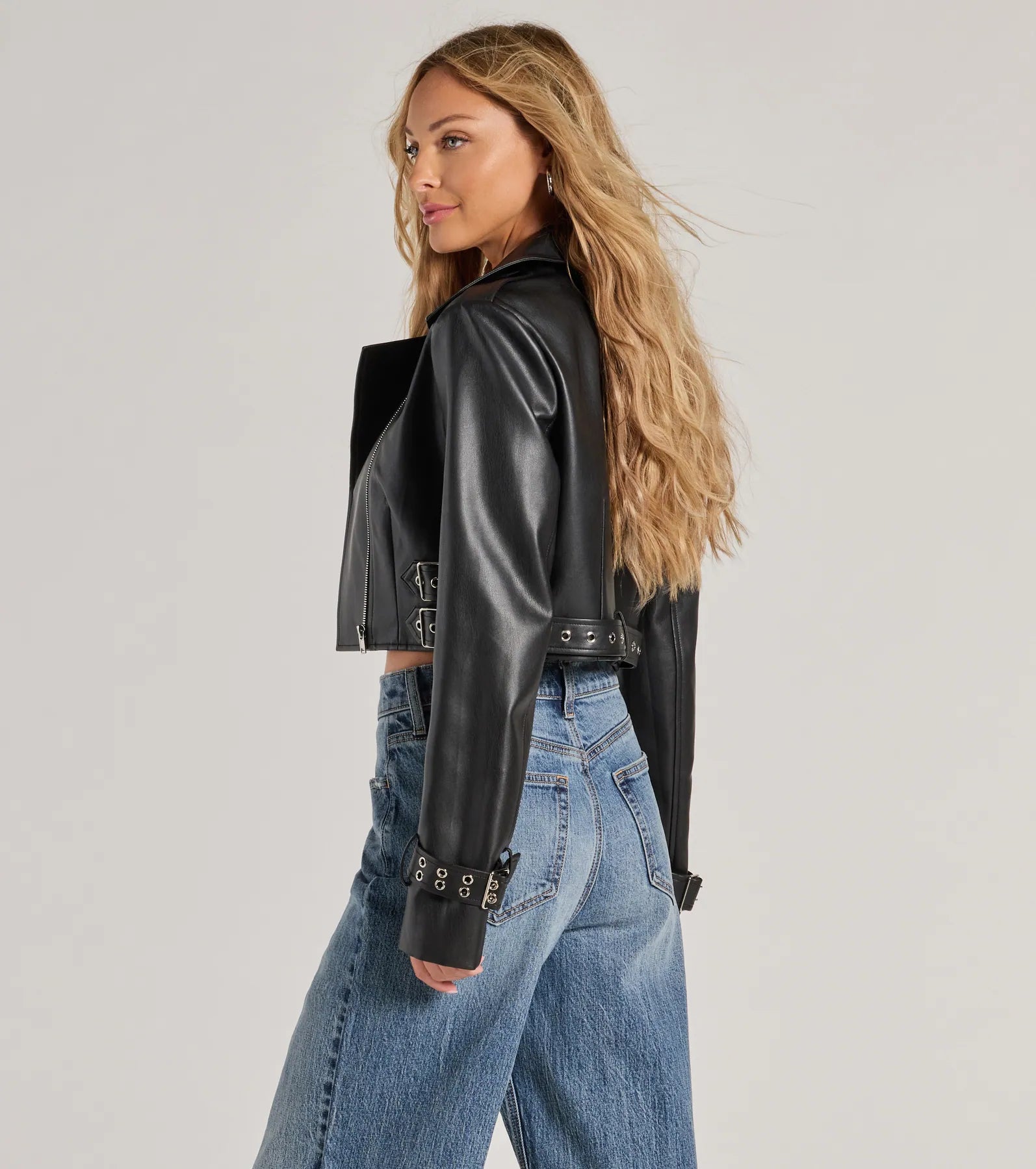 Untamed Chic Faux Leather Cropped Moto Jacket