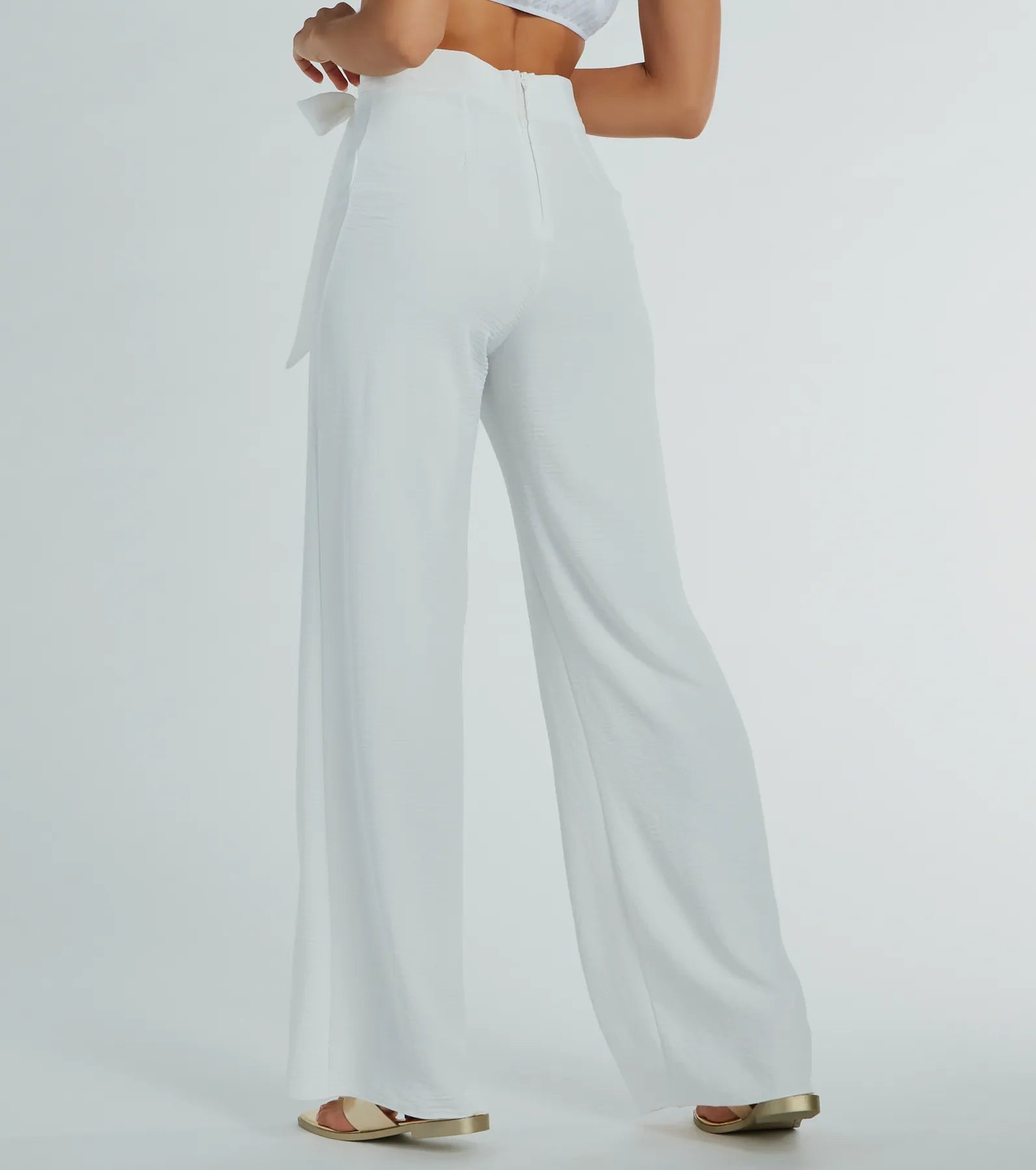 Sittin Pretty Tie Waist Wide-Leg Palazzo Pants