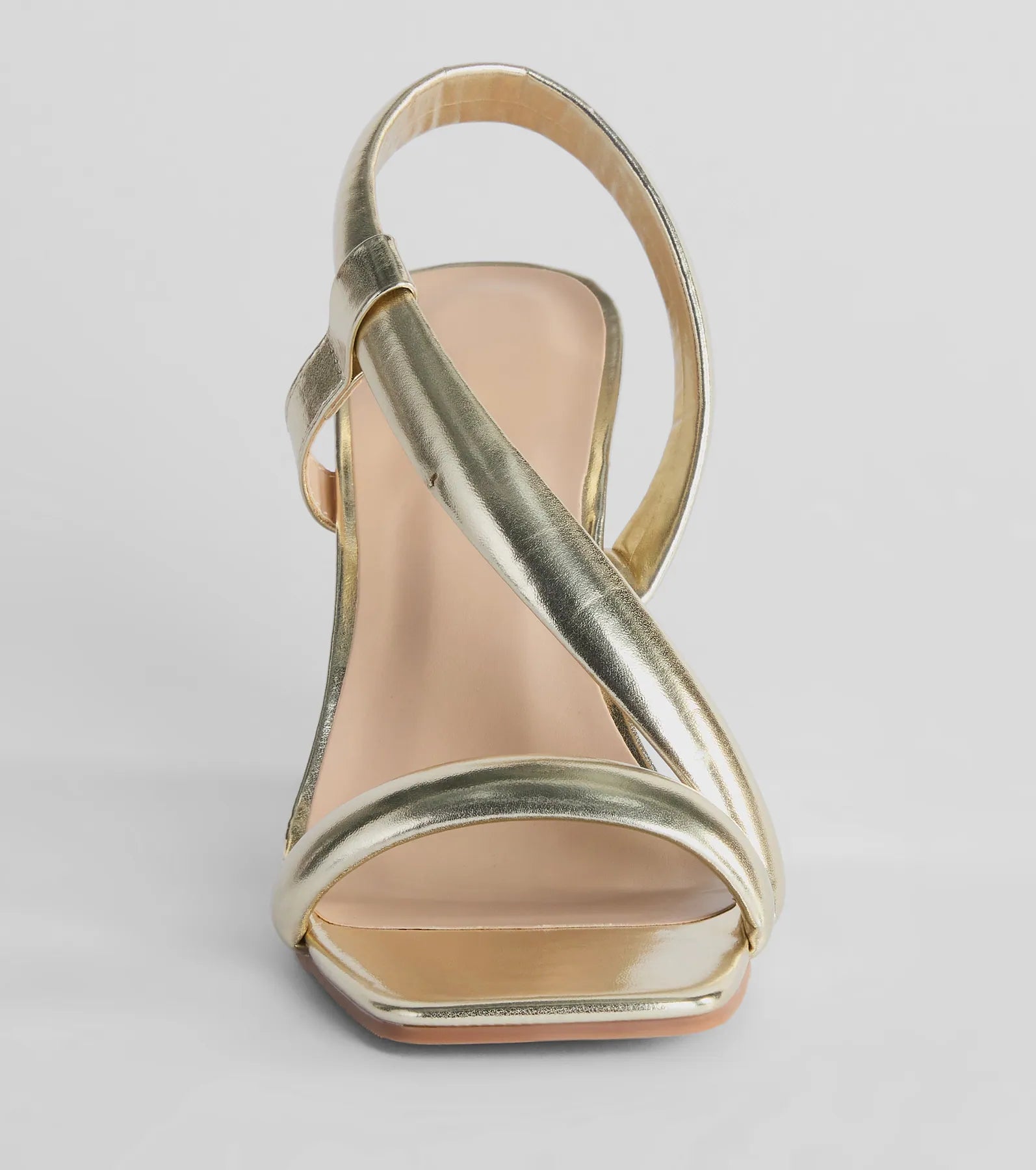 Glam Accent Strappy Metallic Faux Leather Wedges