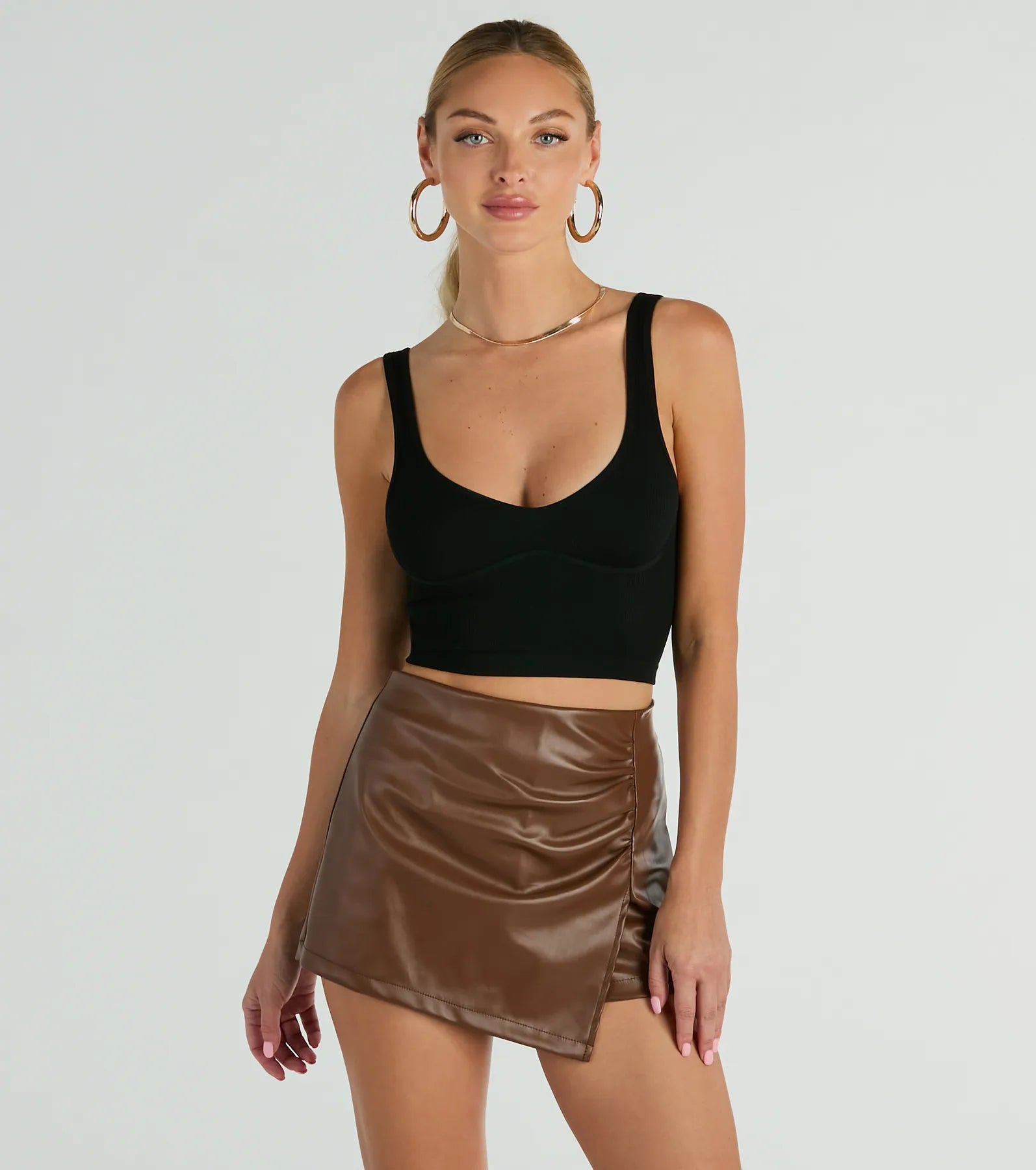 Worth It Faux Leather Mini Skort