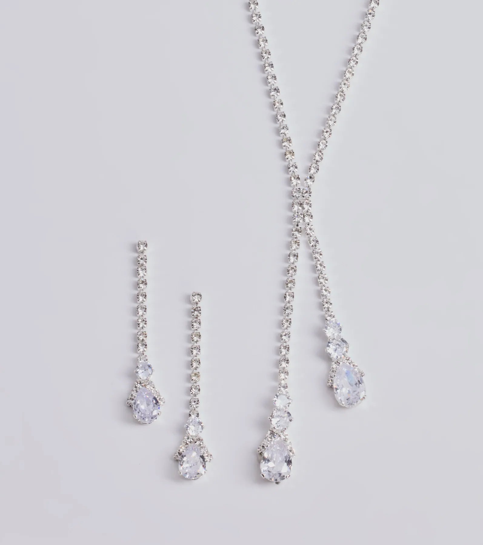 Endless Luxe Rhinestone Lariat Necklace Set