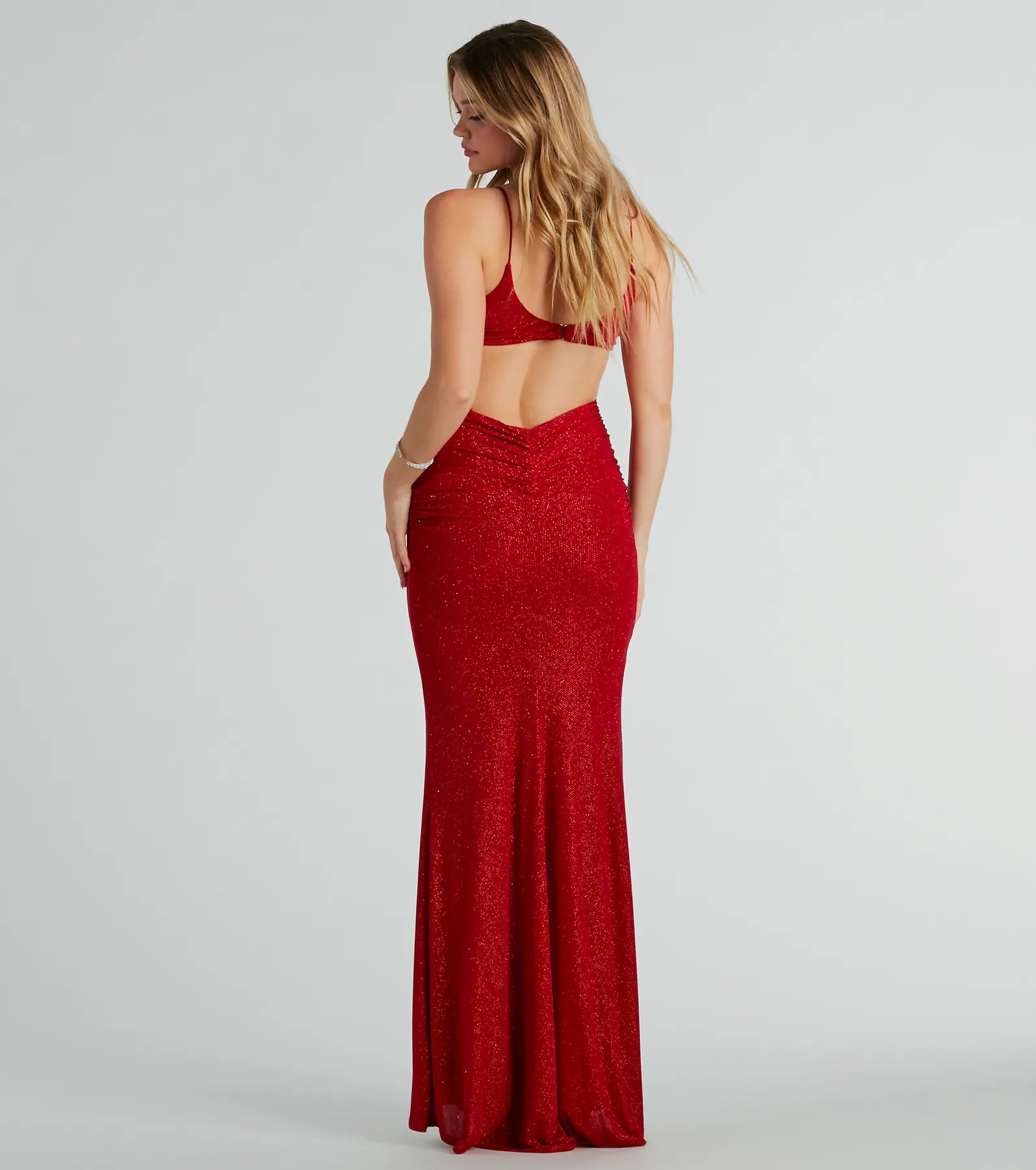 Britnee Formal Glitter Open Back Long Dress