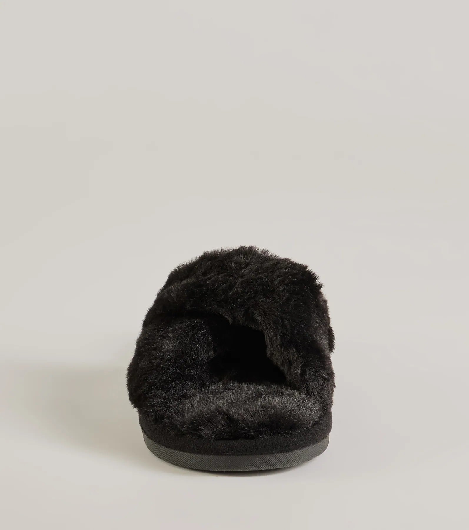 So Cozy Faux Fur Criss-Cross Slides