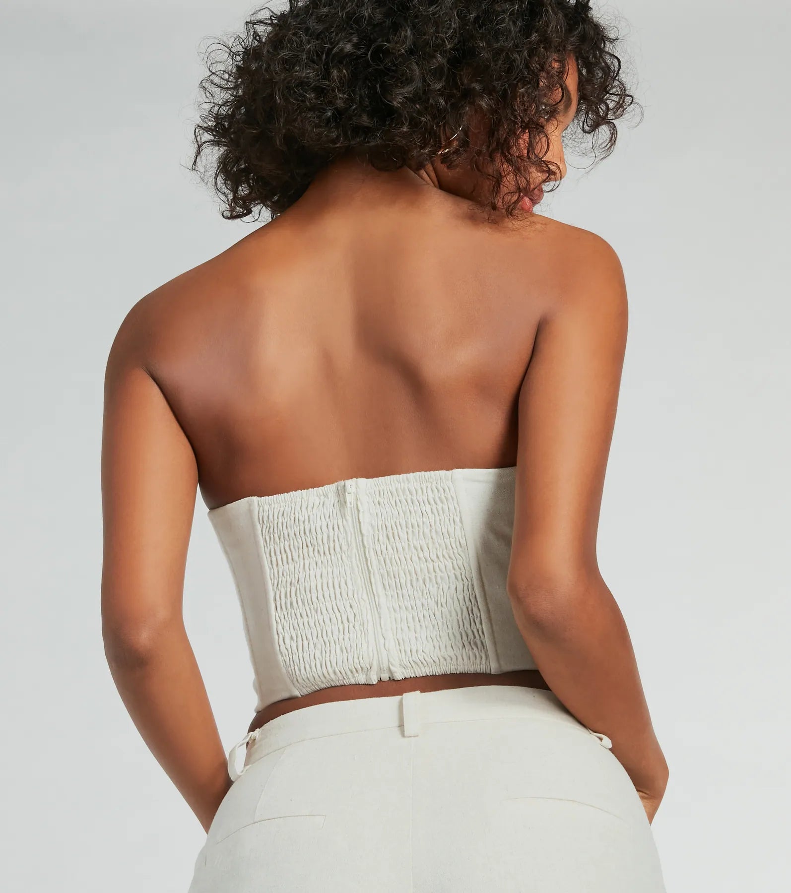 Cutest Babe Strapless Linen Bustier