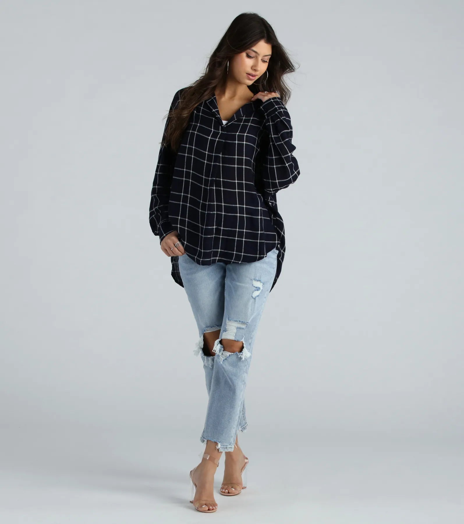 Seasonal Chic Plaid Oversized Top