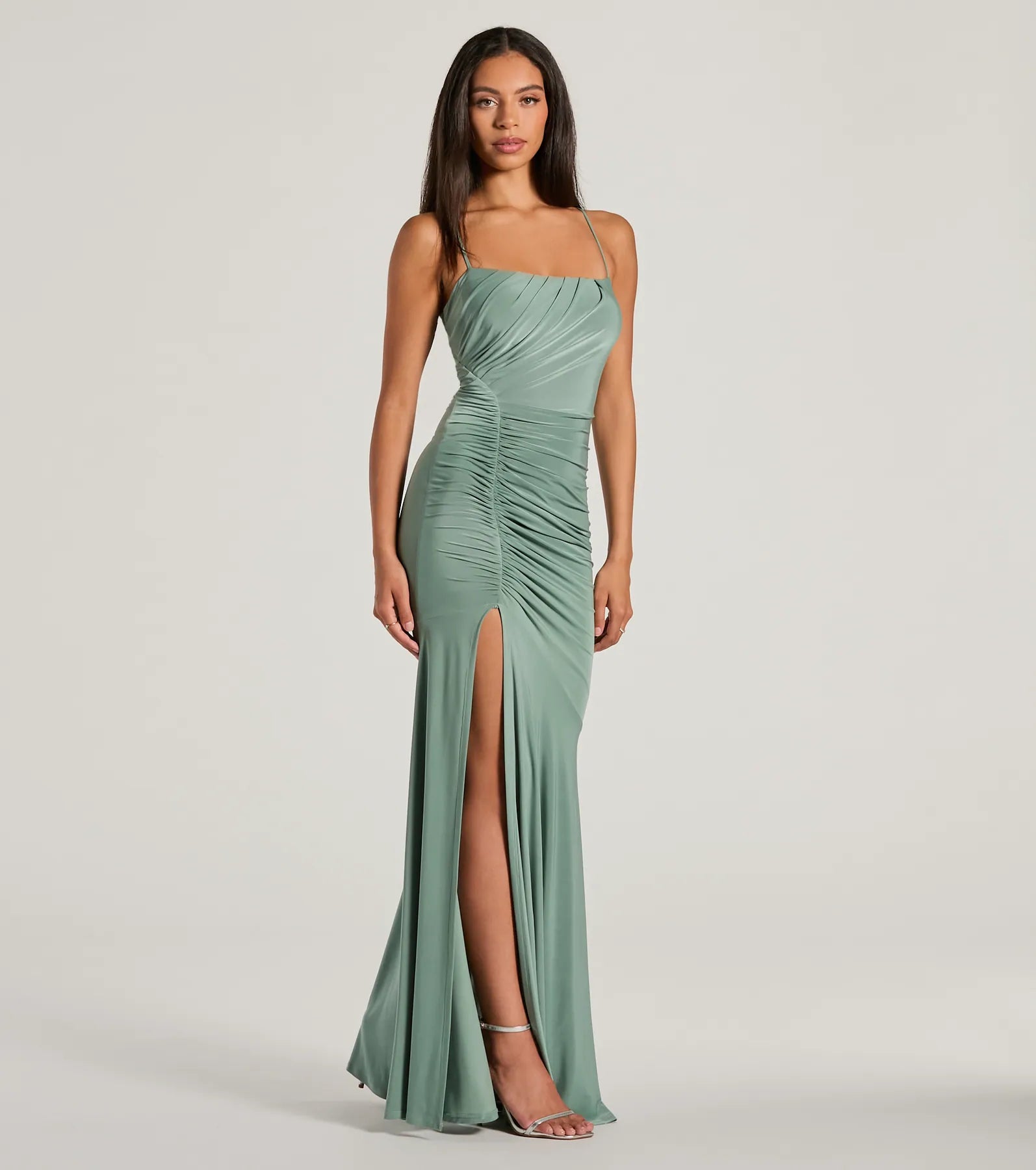 Candace Lace-Up Slit Mermaid Formal Dress