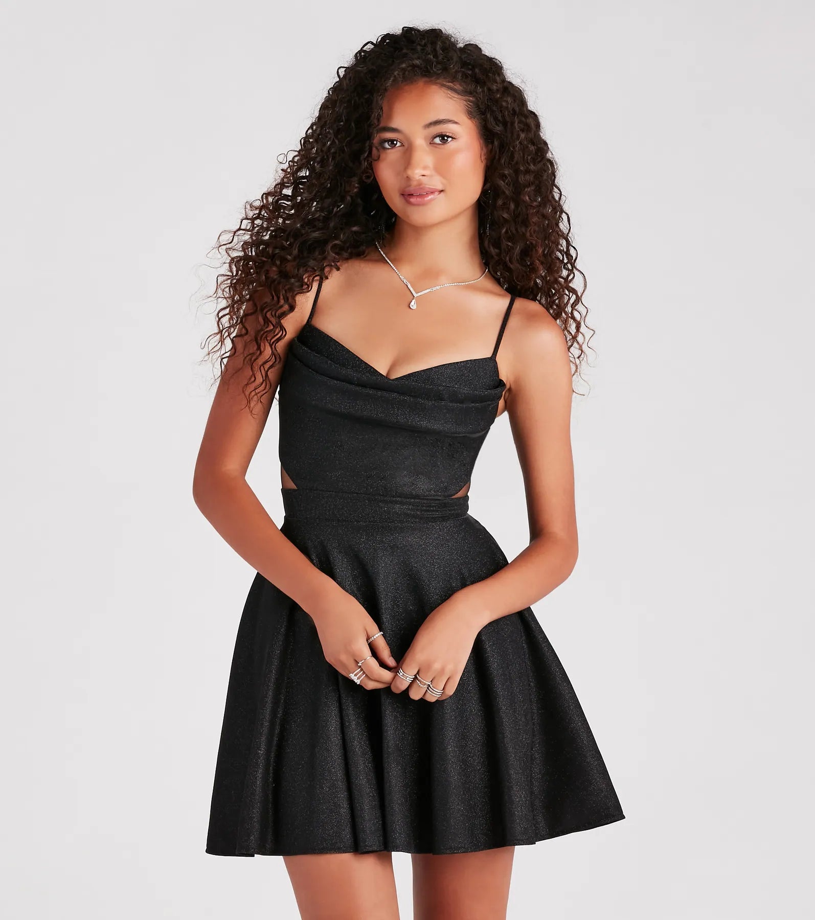 Taya Woven Glitter Formal Skater Dress