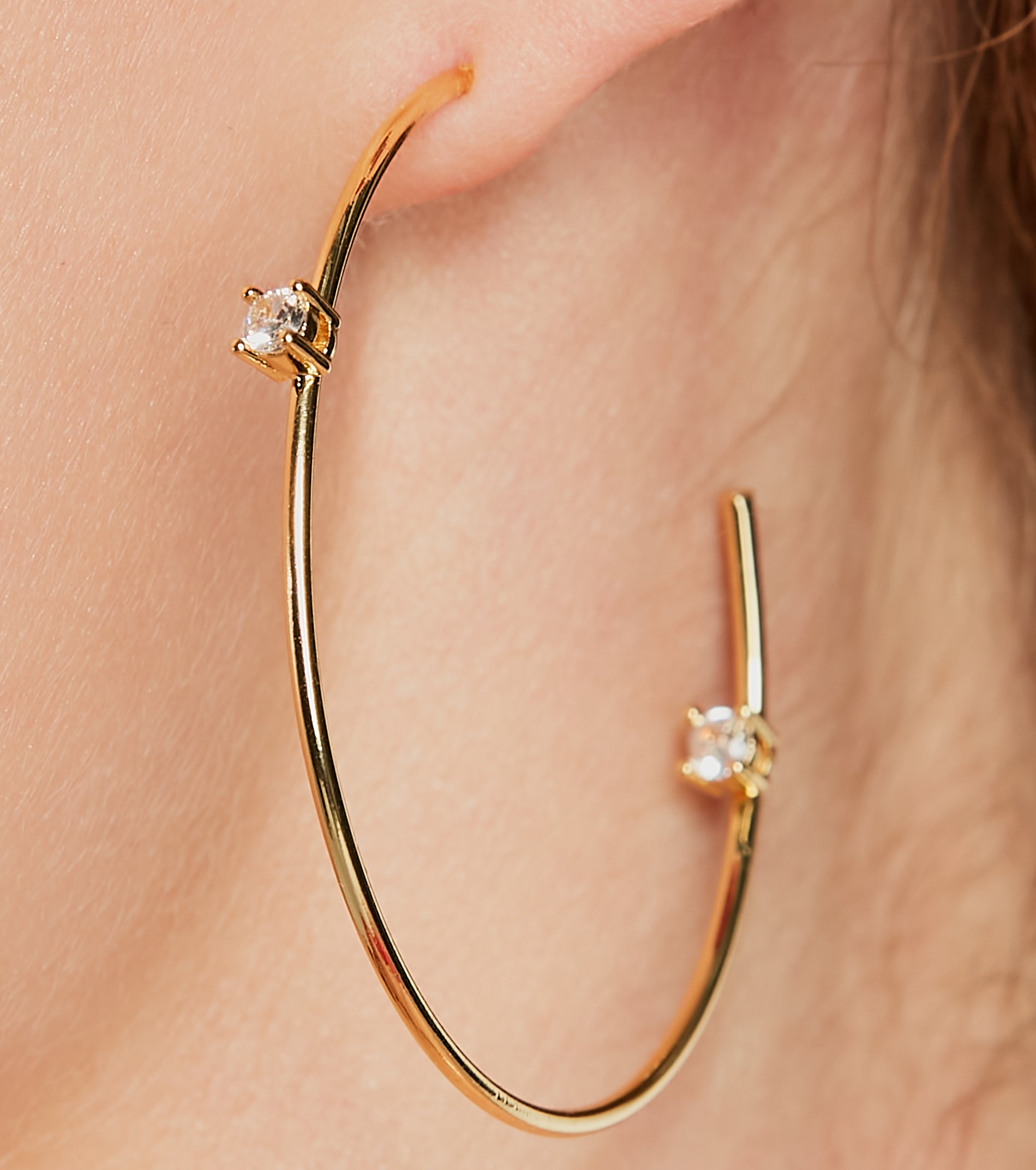 Sleek Allure 14K Gold Plated Cubic Zirconia Hoop Earrings