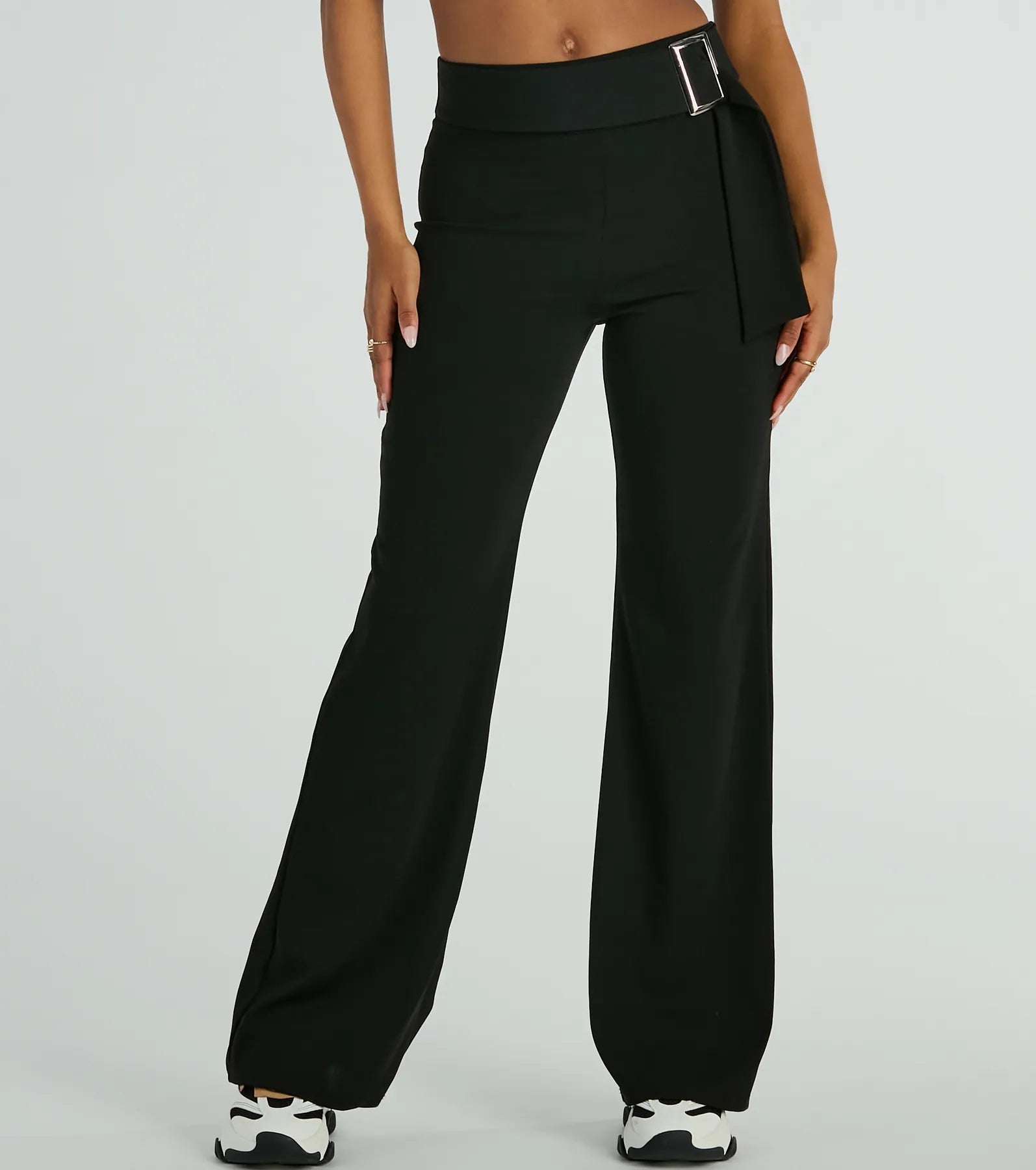 Walk The Walk High Rise Belted Crepe Trouser Pants