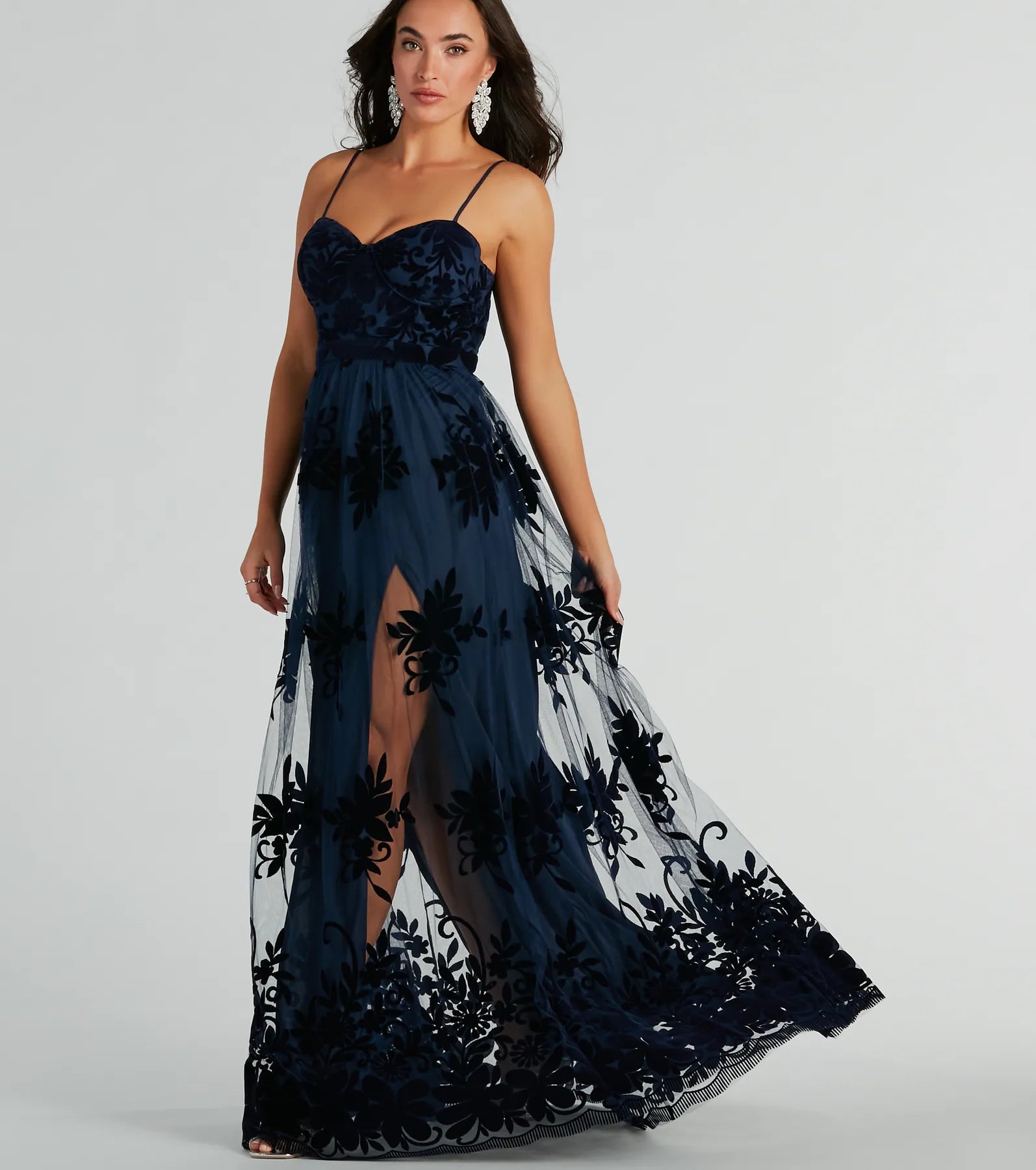 Thelma Sweetheart A-Line Velvet Tulle Dress