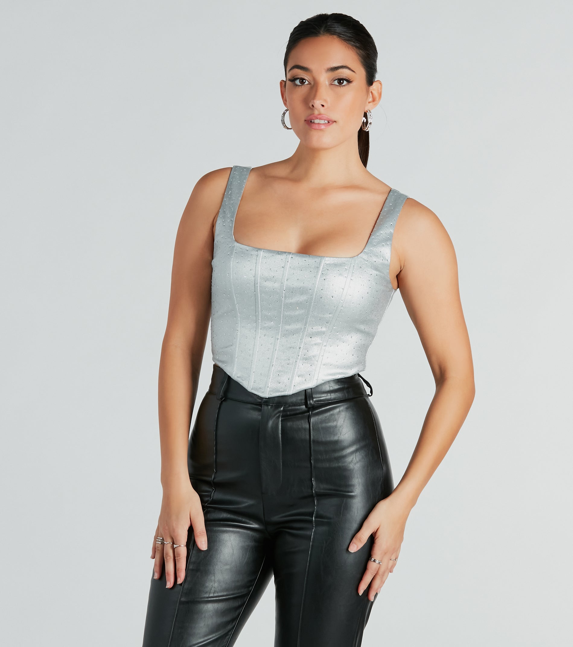 Feeling Fearless Rhinestone Corset Top