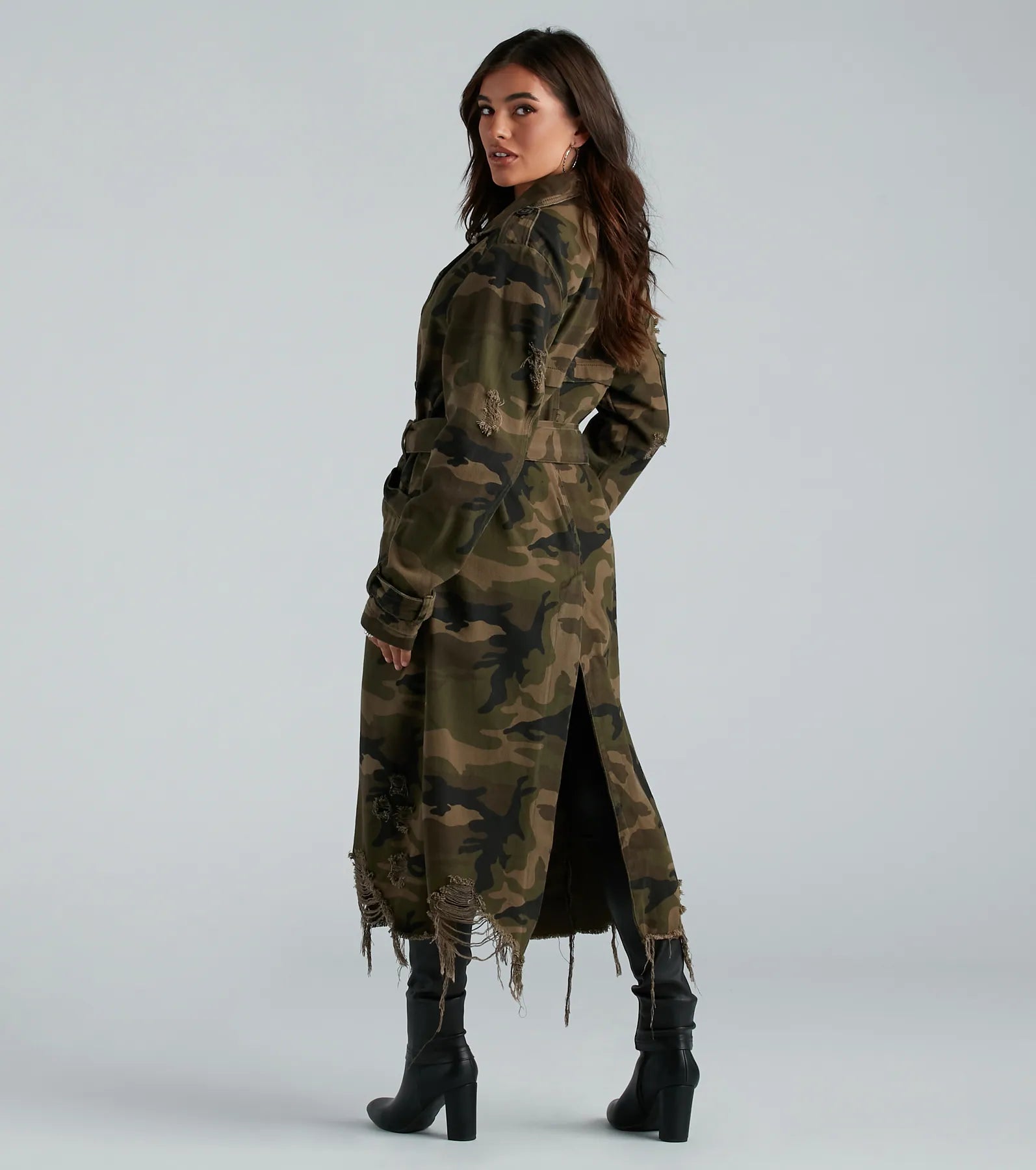 Salute Your Style Camouflage Belted Trench