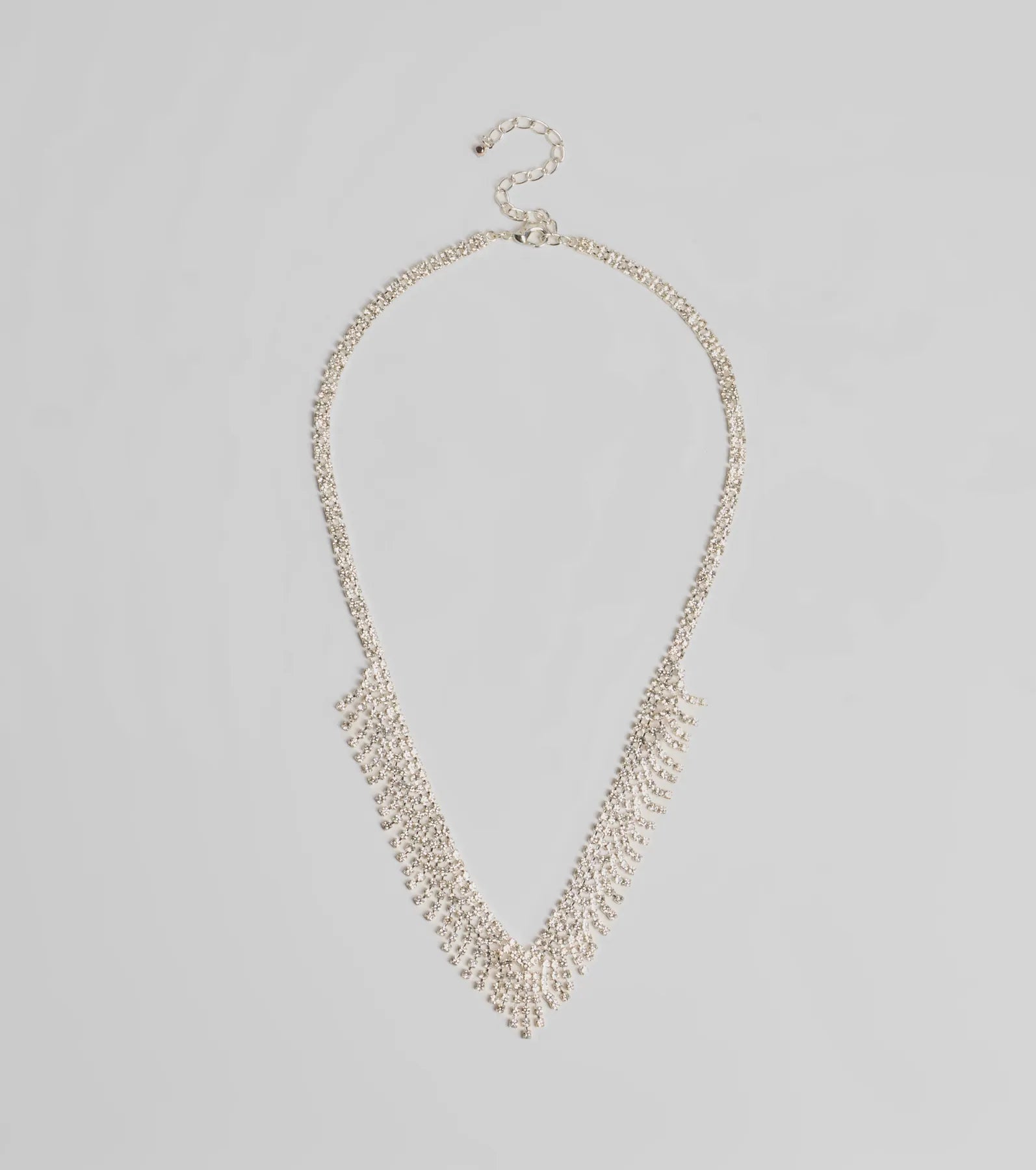 Glam Edge Rhinestone Fringe Necklace