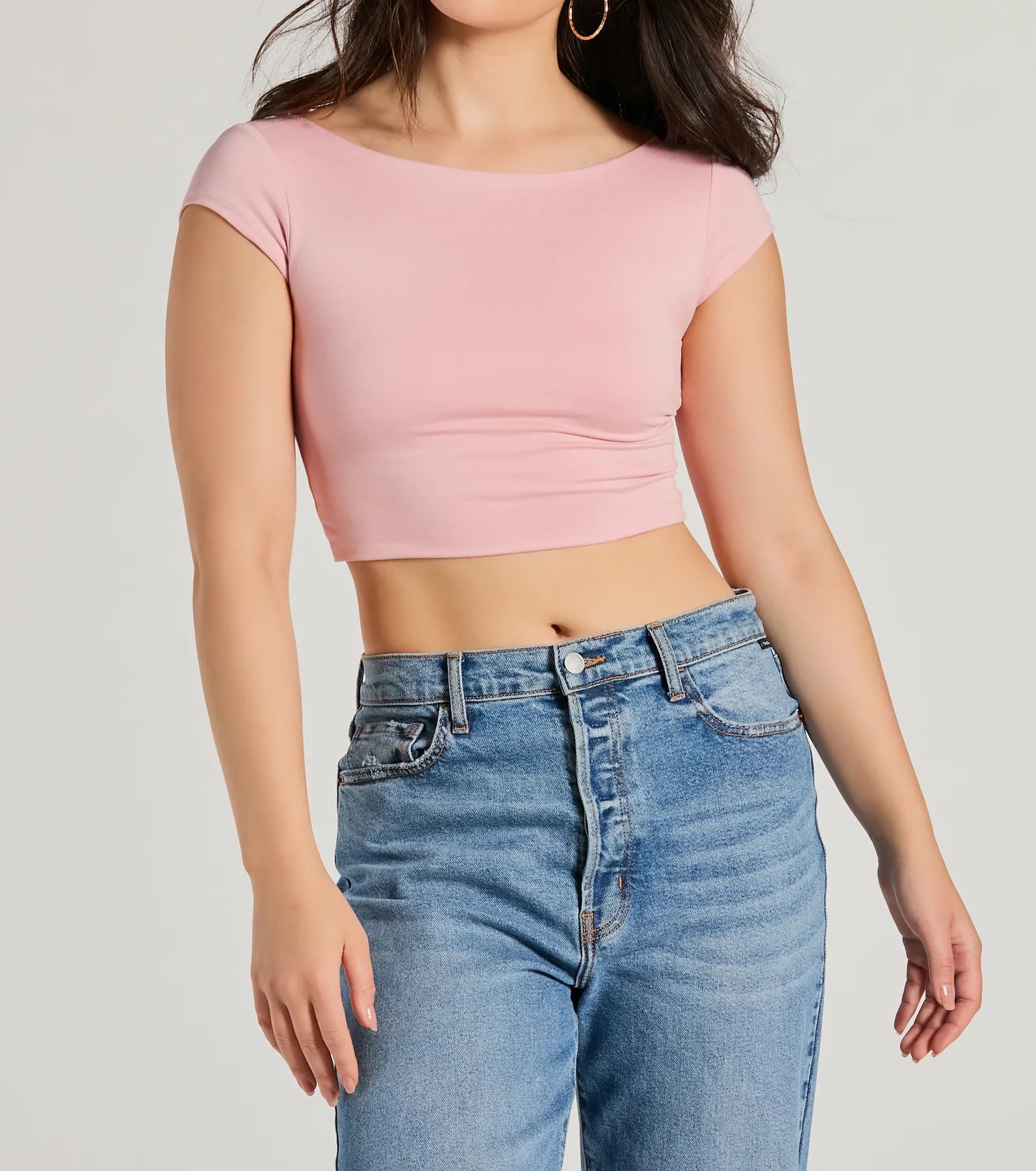 Back It Up Short Sleeve Strappy Crop Top