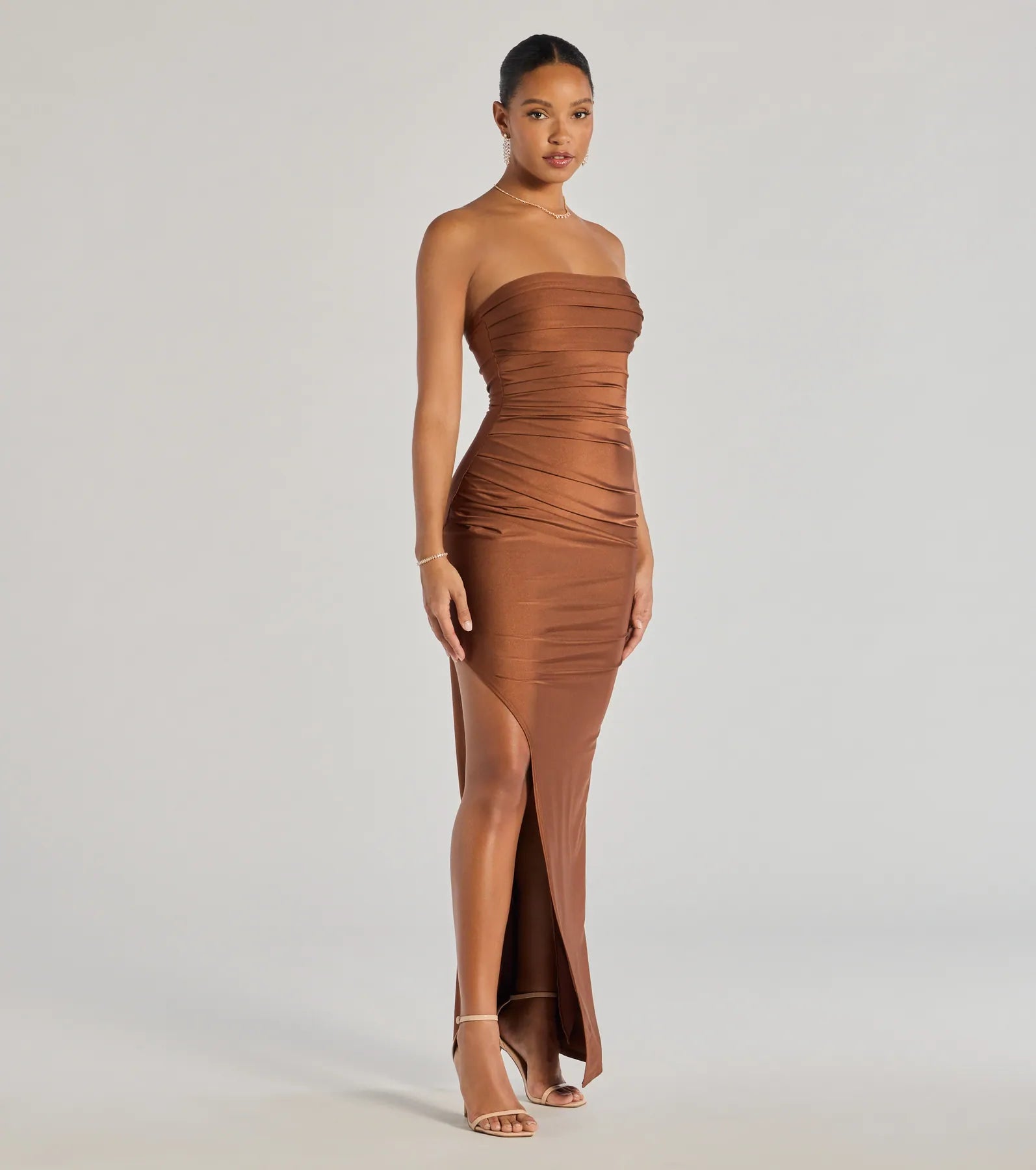 Anisley Strapless High Slit Slim Formal Dress